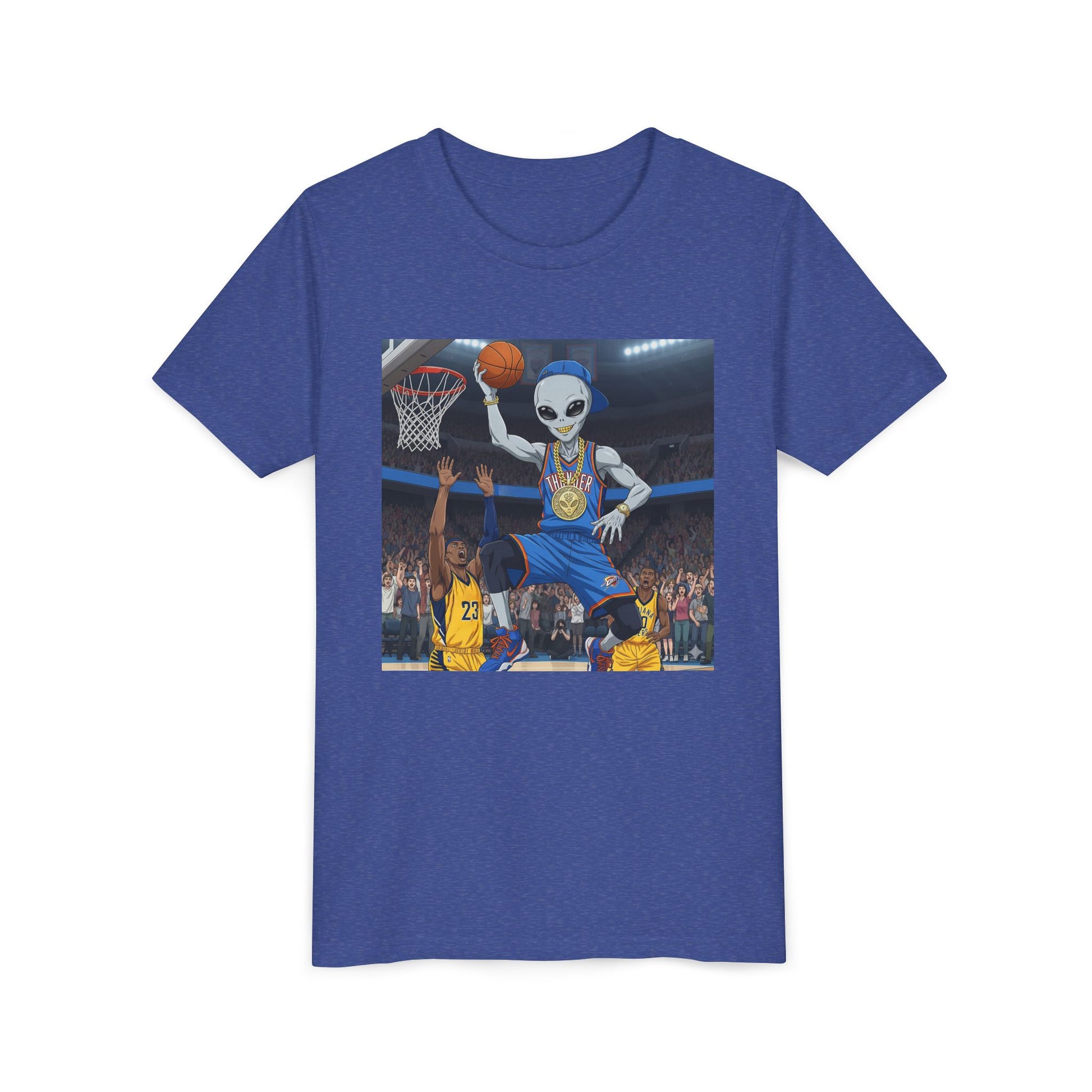Youth Basketball Alien Tee, Fun Kid's T-Shirt, Cute Gift for Sports Lovers, Birthday Party Attire, Trendy Graphic Tee