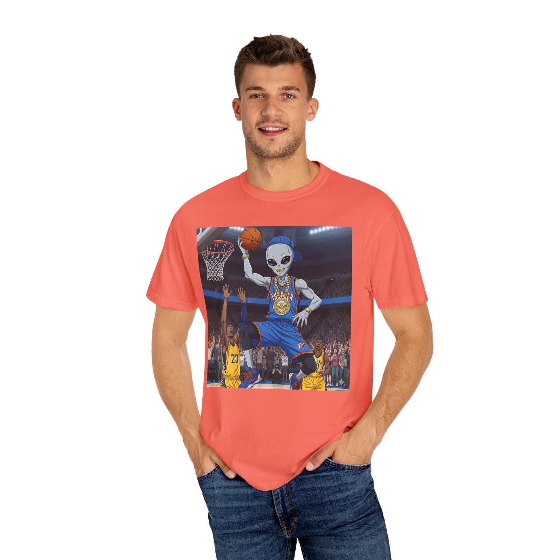 Alien Basketball Unisex T-Shirt, Fun Graphic Tee, Sports Apparel, Gift for Fans, Unique Streetwear, Casual Wear