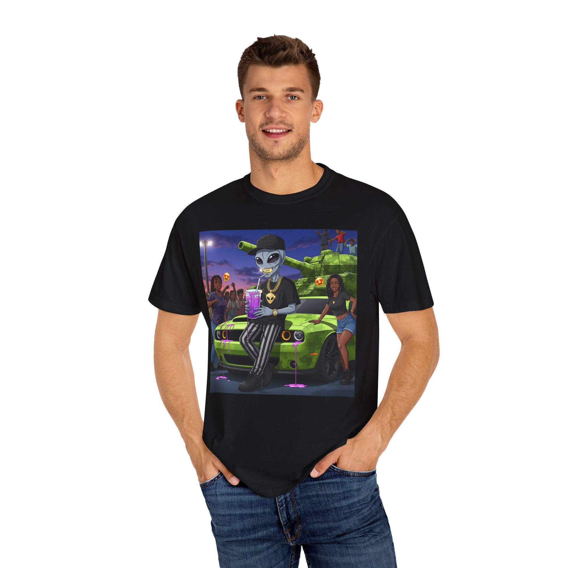 Alien Vibe Unisex T-Shirt - Cool Graphic Tee, Car Enthusiast Gift, Festival Outfit, Streetwear Fashion, Unisex Apparel