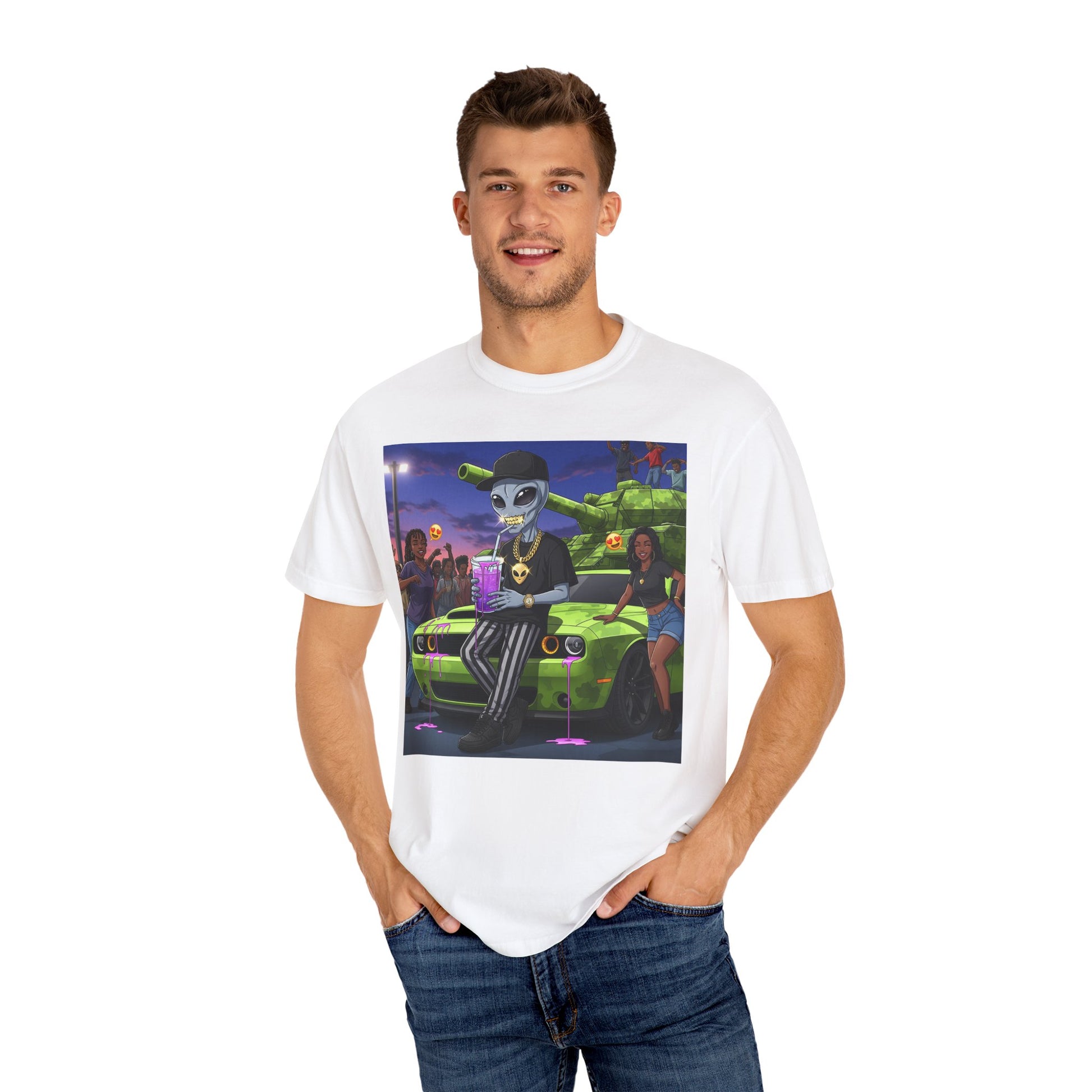 Alien Vibe Unisex T-Shirt - Cool Graphic Tee, Car Enthusiast Gift, Festival Outfit, Streetwear Fashion, Unisex Apparel