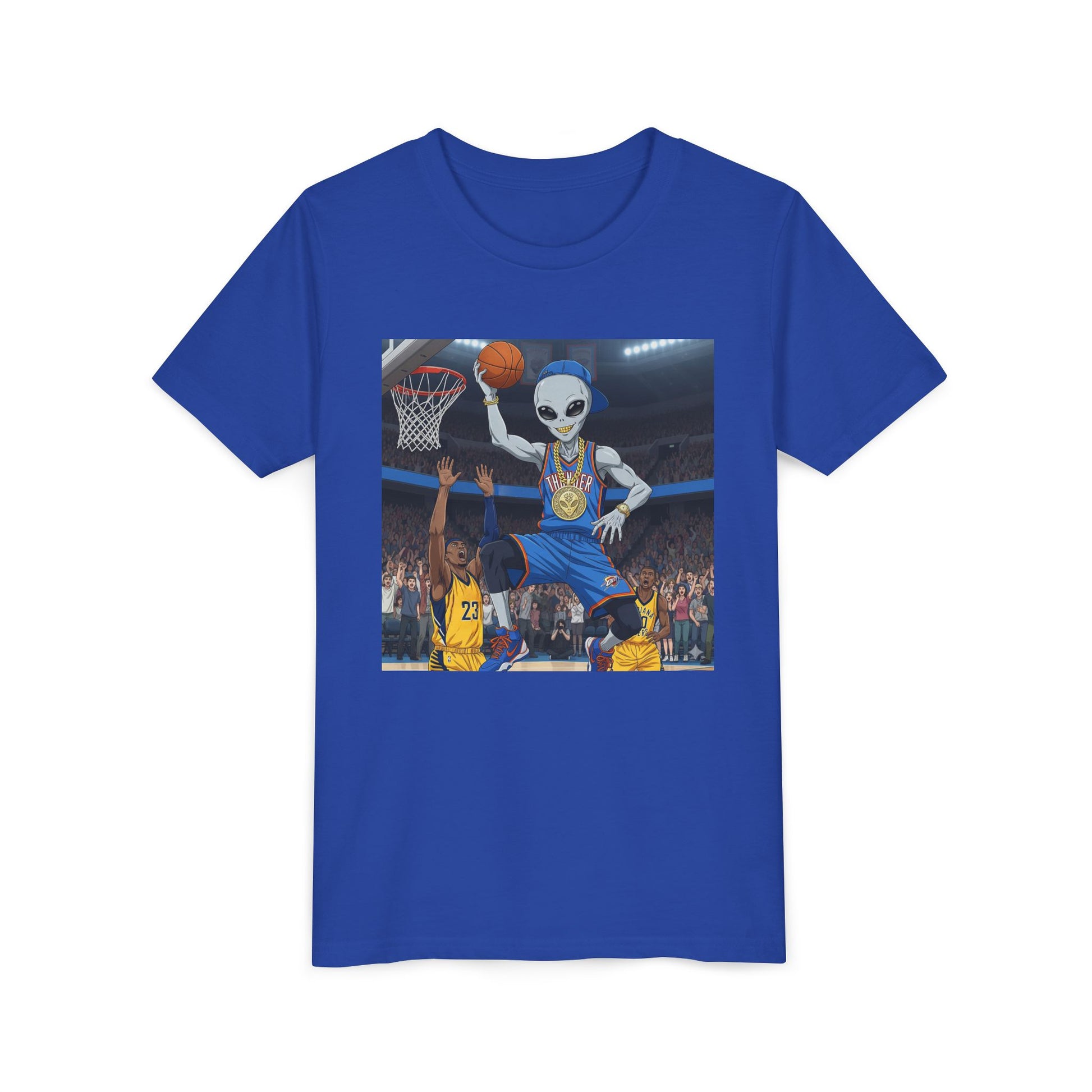 Youth Basketball Alien Tee, Fun Kid's T-Shirt, Cute Gift for Sports Lovers, Birthday Party Attire, Trendy Graphic Tee