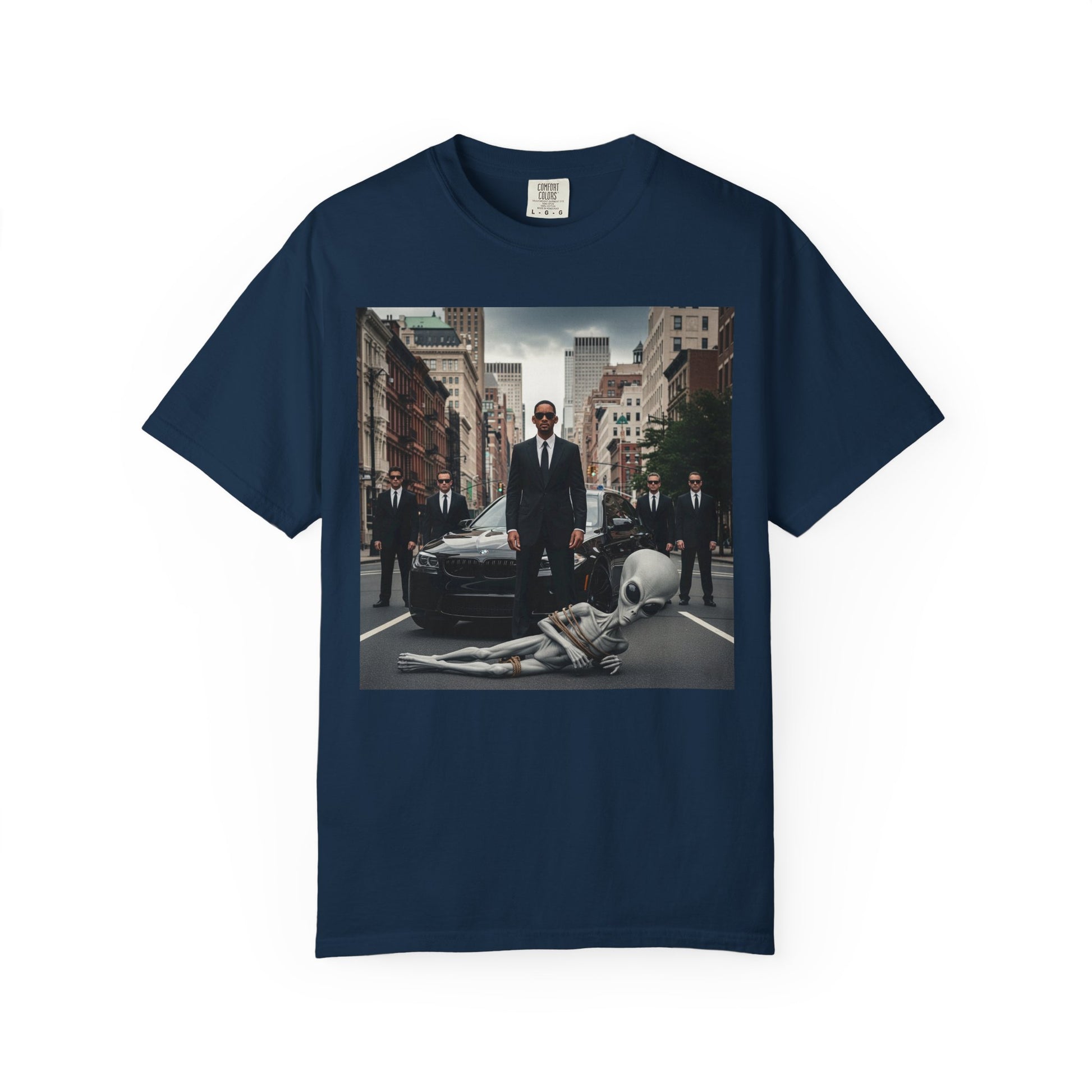 Alien Encounter T-Shirt - Unisex Garment-Dyed Tee, Fun Gift for Sci-Fi Fans, Casual Wear, Halloween Costume, Unique Collectible