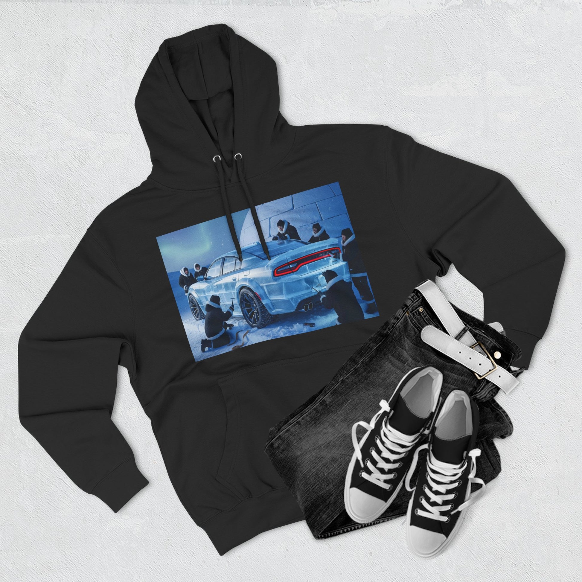 Cool Artwork Fleece Hoodie, Car Enthusiast Apparel, Streetwear Gift, Winter Fashion, Unique Graphic Hoodie