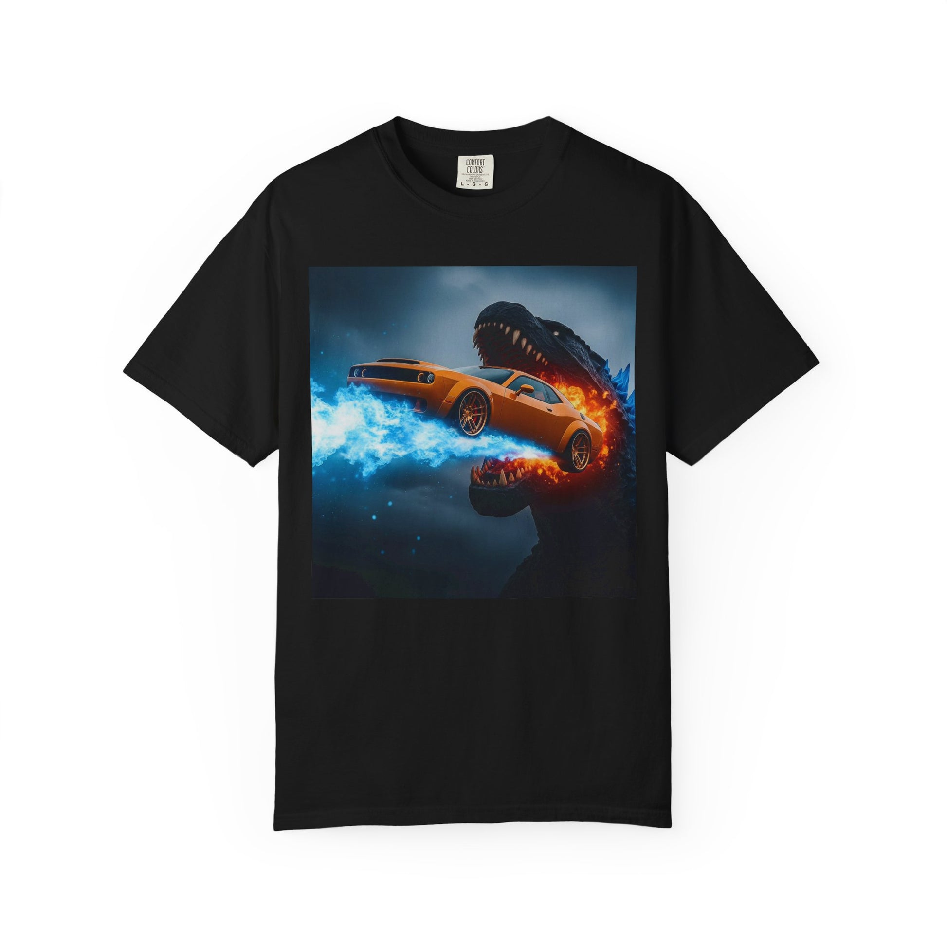 Epic Dinosaur Car Chase Unisex T-Shirt, Casual Tee, Unique Gift, Movie Fan Shirt, Birthday Present, Fun Graphic Tee