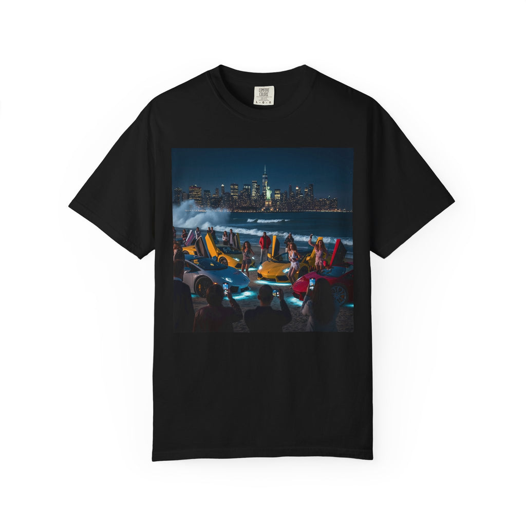 Cityscape Nightlife Unisex T-shirt, Cool Graphic Tee, Urban Style Top, Perfect for Parties, Gifts for Friends, Trendy Streetwear