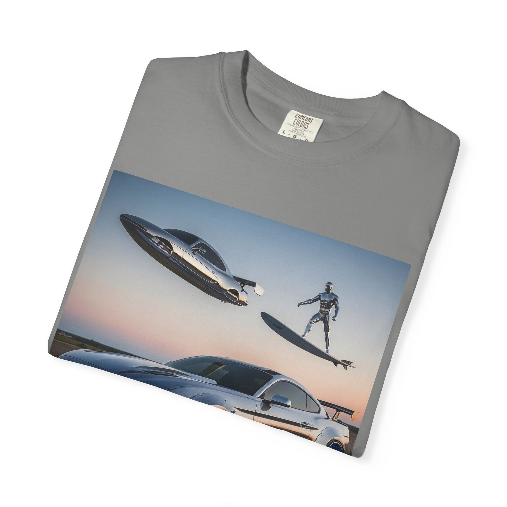 Sleek Car & Surfing T-Shirt, Cool Graphic Tee, Unisex Vintage T-Shirt, Automotive Lover Gift, Summer Fun Shirt
