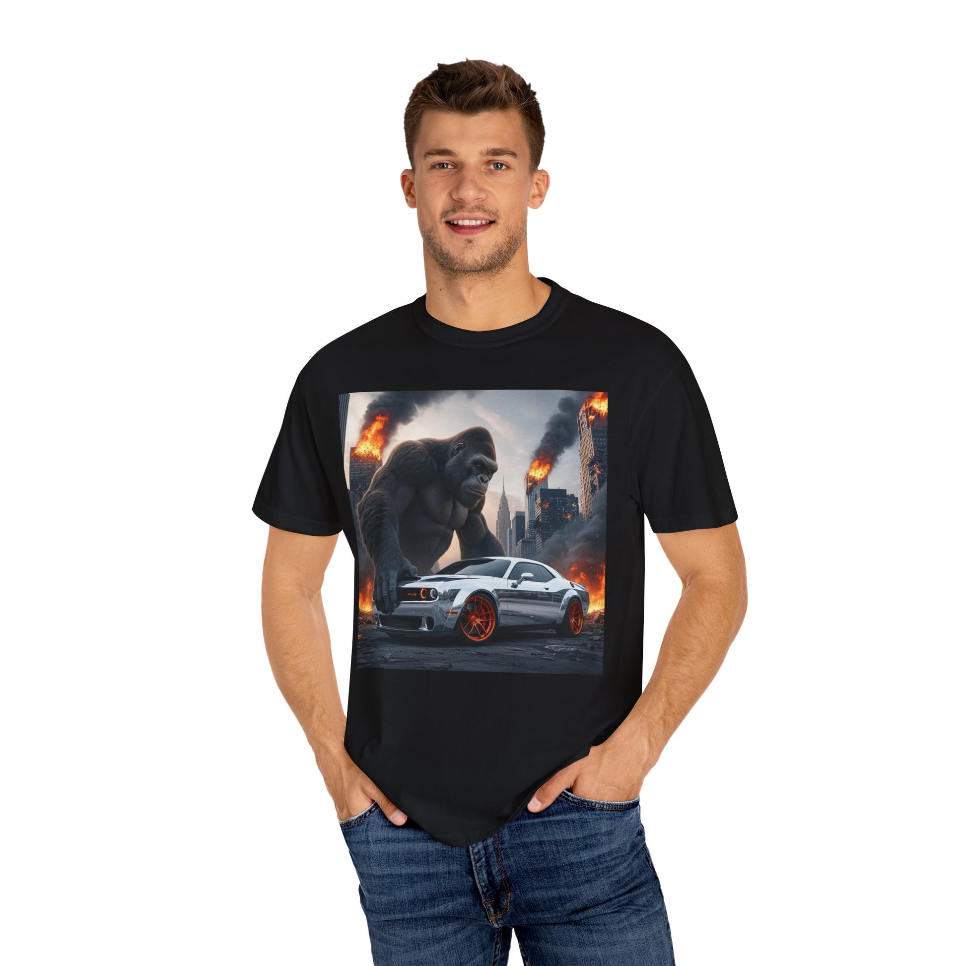 Epic Gorilla & Muscle Car Graphic Tee, Unisex T-Shirt, Casual Style, Streetwear Fashion, Gift for Car Lovers