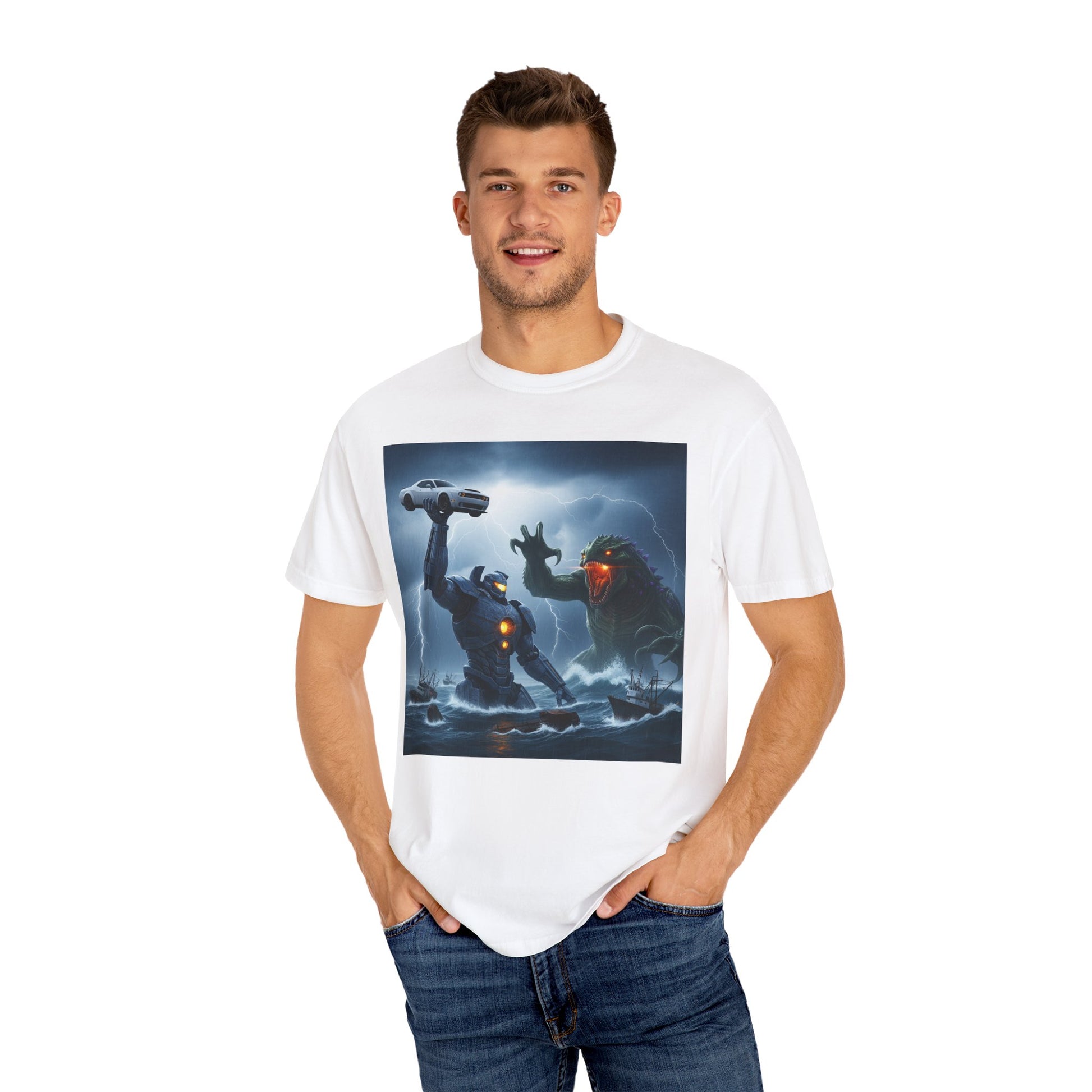 Epic Monster Showdown T-Shirt, Unisex Graphic Tee, Casual Wear, Gift for Gamers, Vintage Style, Perfect for Comic Con