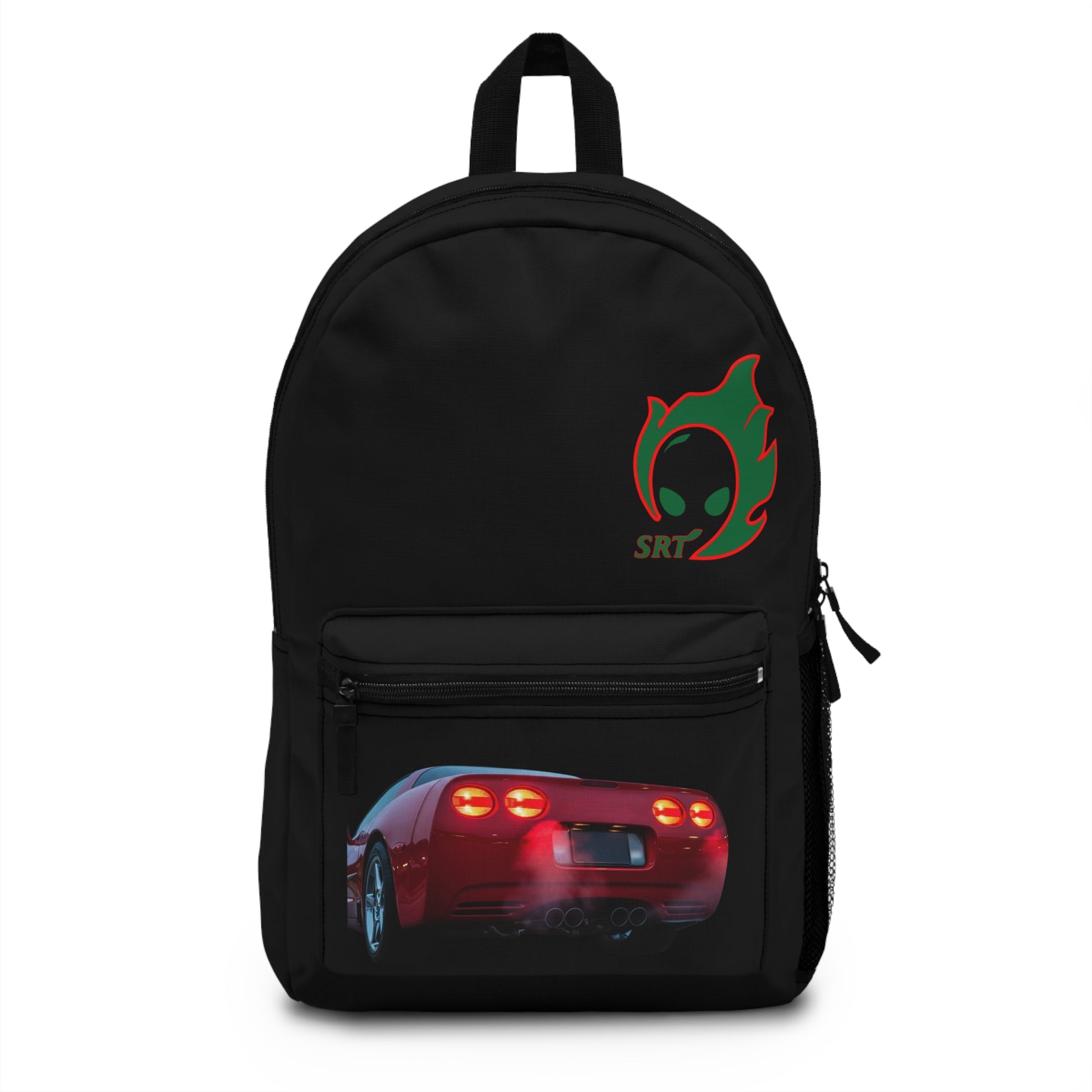 SRT Graphic Backpack, Trendy Red Backpack for Car Enthusiasts, School Bag, Travel Backpack, Unique Gift for Him