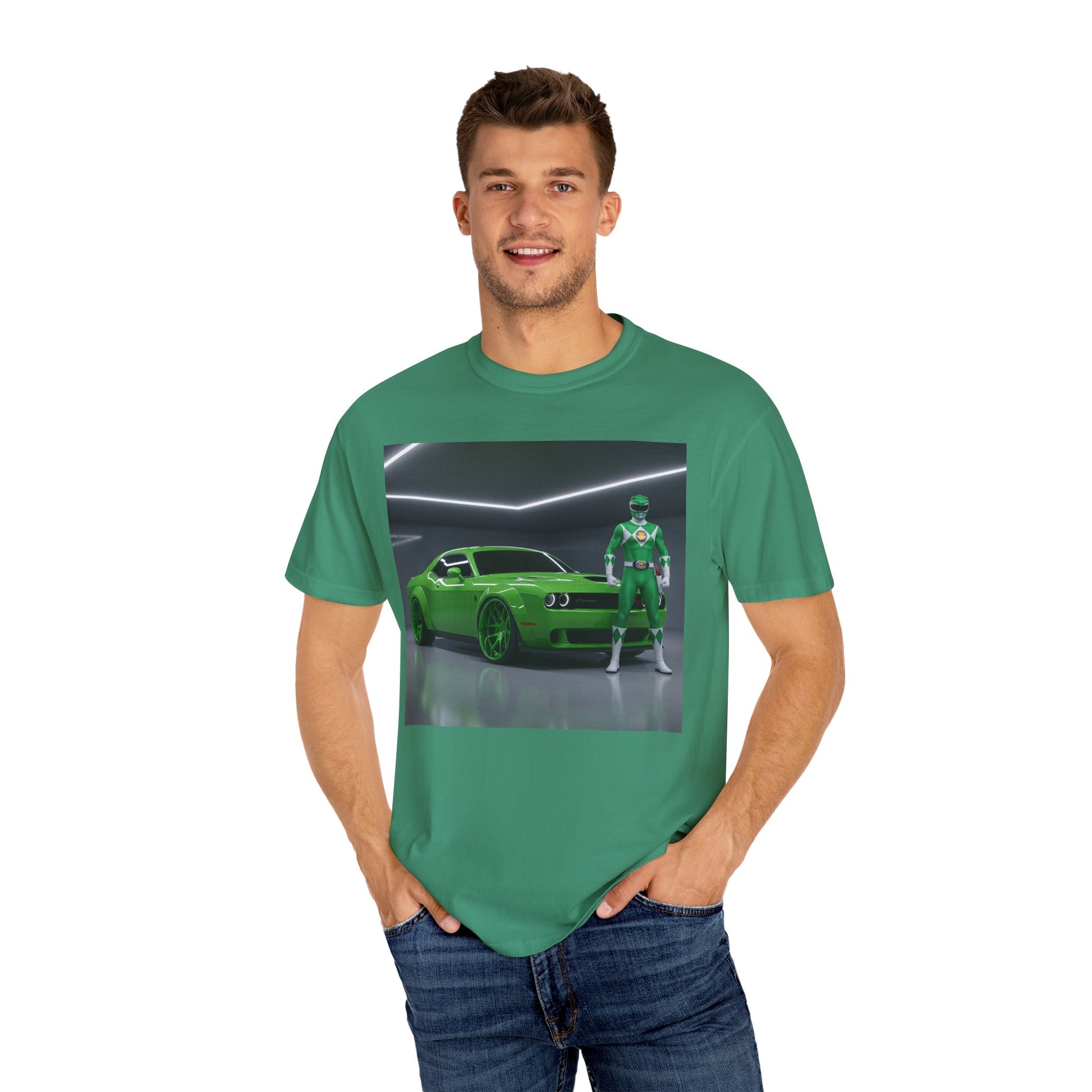 Green Power T-Shirt | Unisex Garment-Dyed Tee for Car Lovers, Fan Gear, Eco-Friendly Style, Birthday Gift, Movie-Themed Apparel