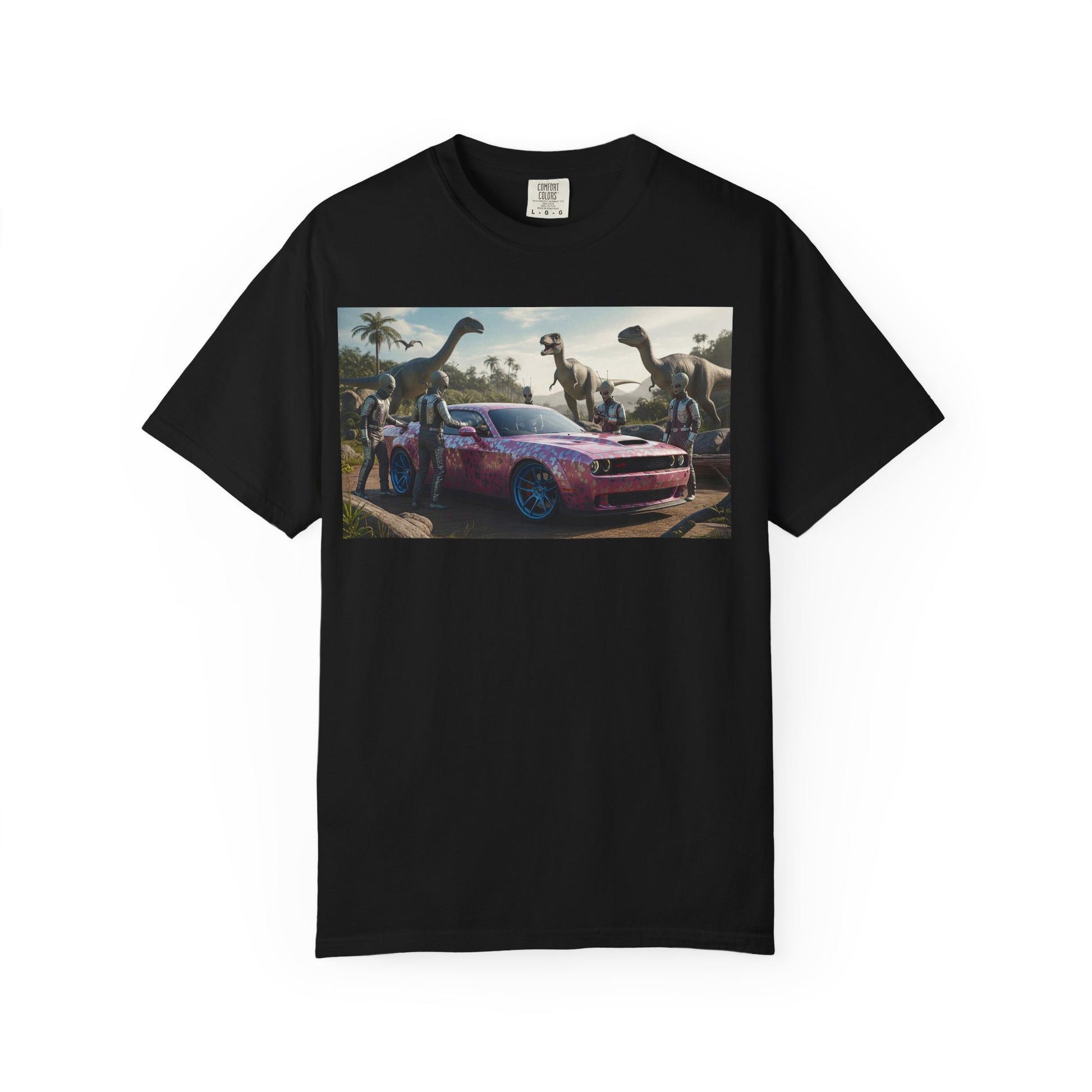 Dinosaur Adventure T-Shirt | Unisex Garment-Dyed Tee, Jurassic Theme, Car Lovers Gift, Fun Casual Wear, Unique Graphic Shirt