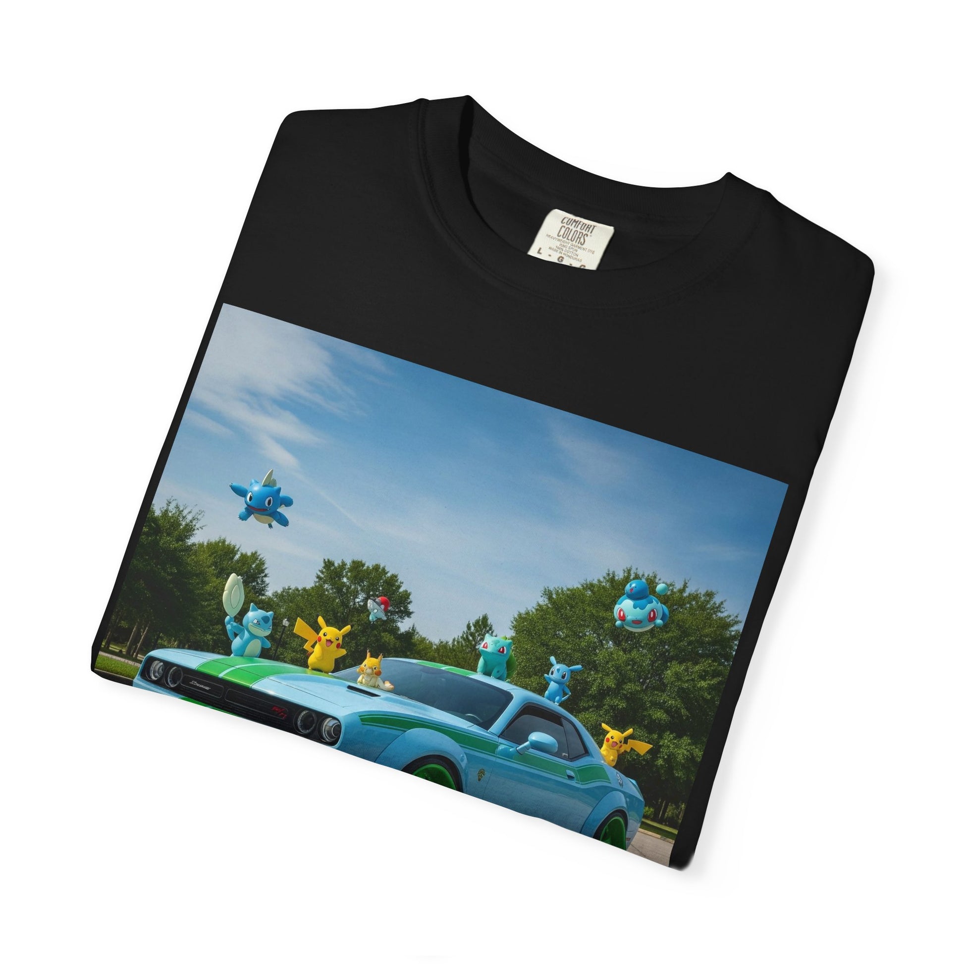Whimsical Car Tee: Fun Graphic T-Shirt, Casual Wear, Anime Style, Gift for Gamers, Summer Apparel, Unique Tees