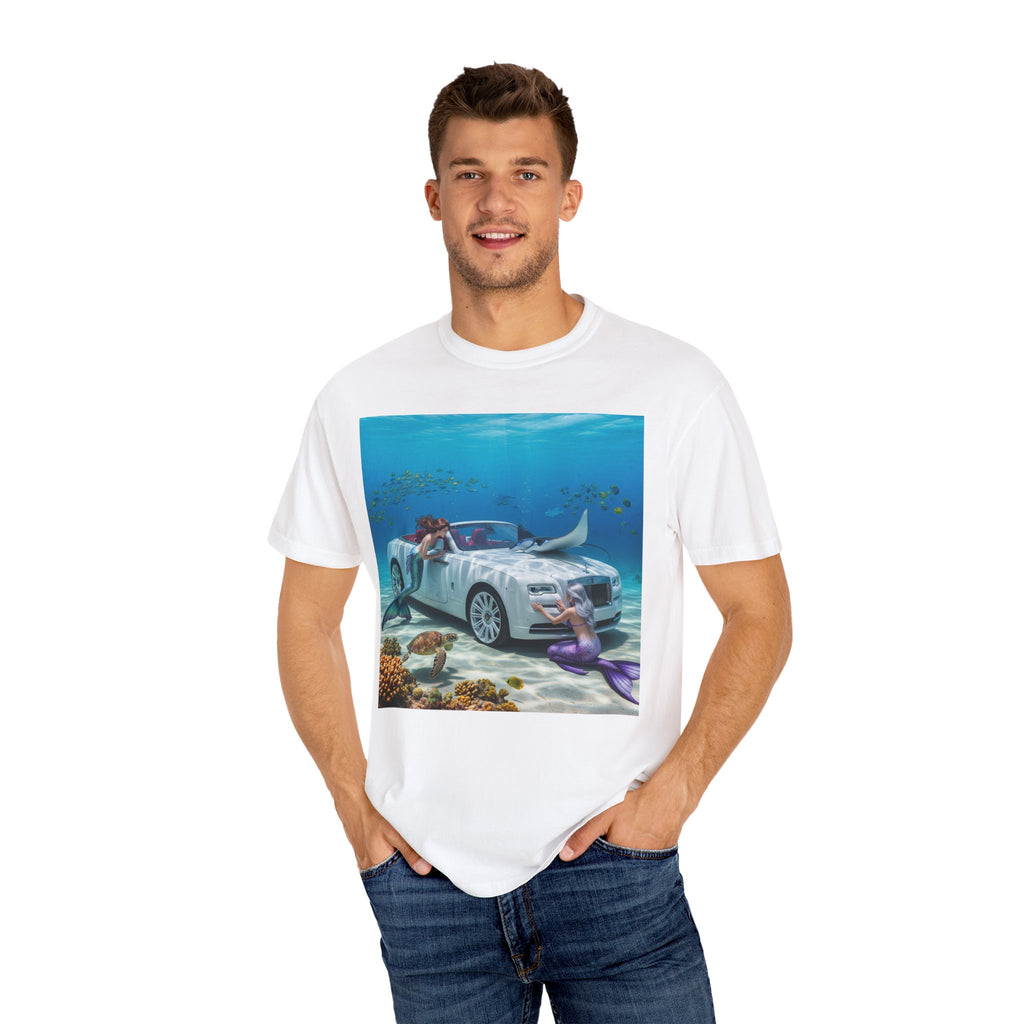 Underwater Mermaid Scene T-shirt, Ocean Art Tee, Summer Casual Wear, Beach Lover Gift, Unique Graphic Shirt