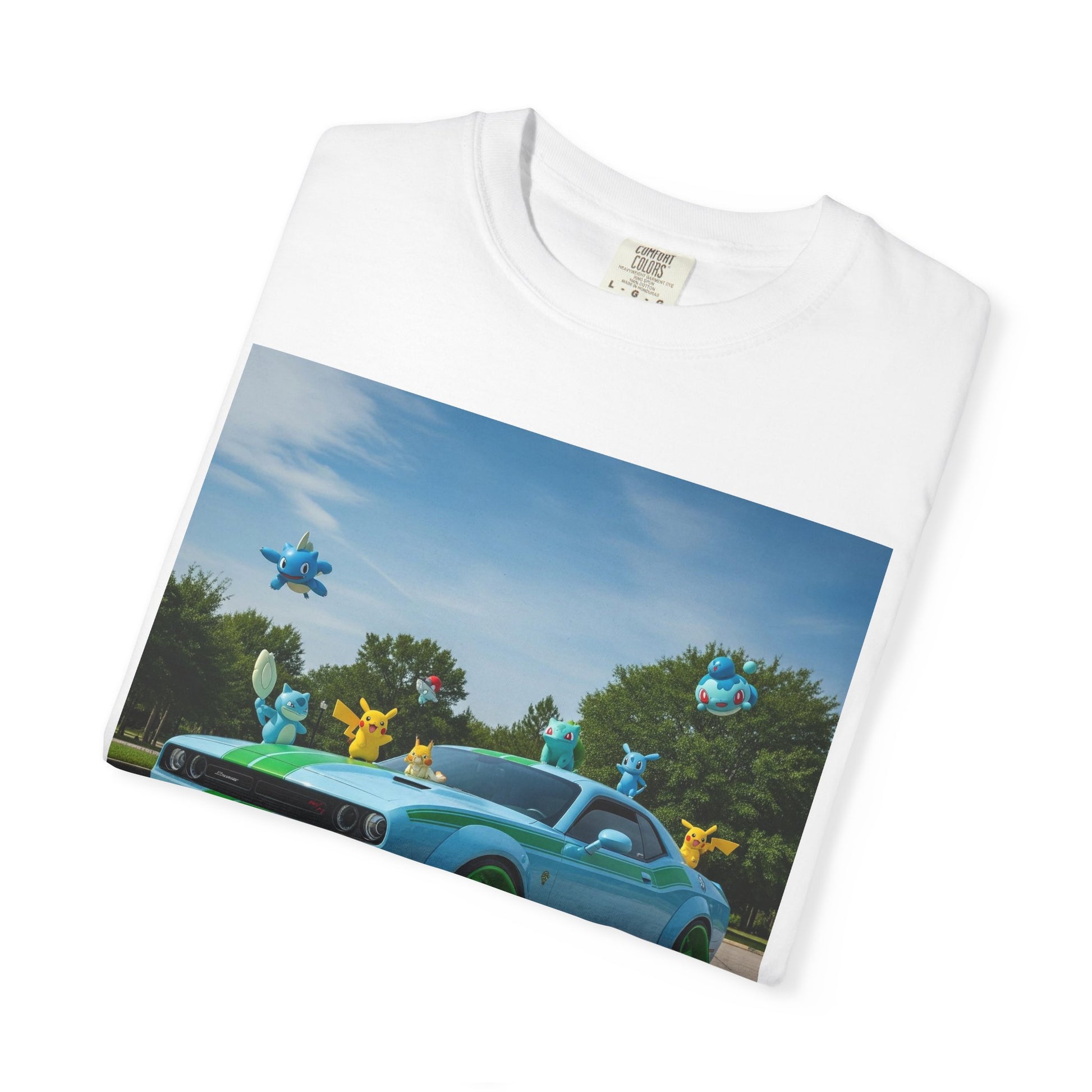 Whimsical Car Tee: Fun Graphic T-Shirt, Casual Wear, Anime Style, Gift for Gamers, Summer Apparel, Unique Tees