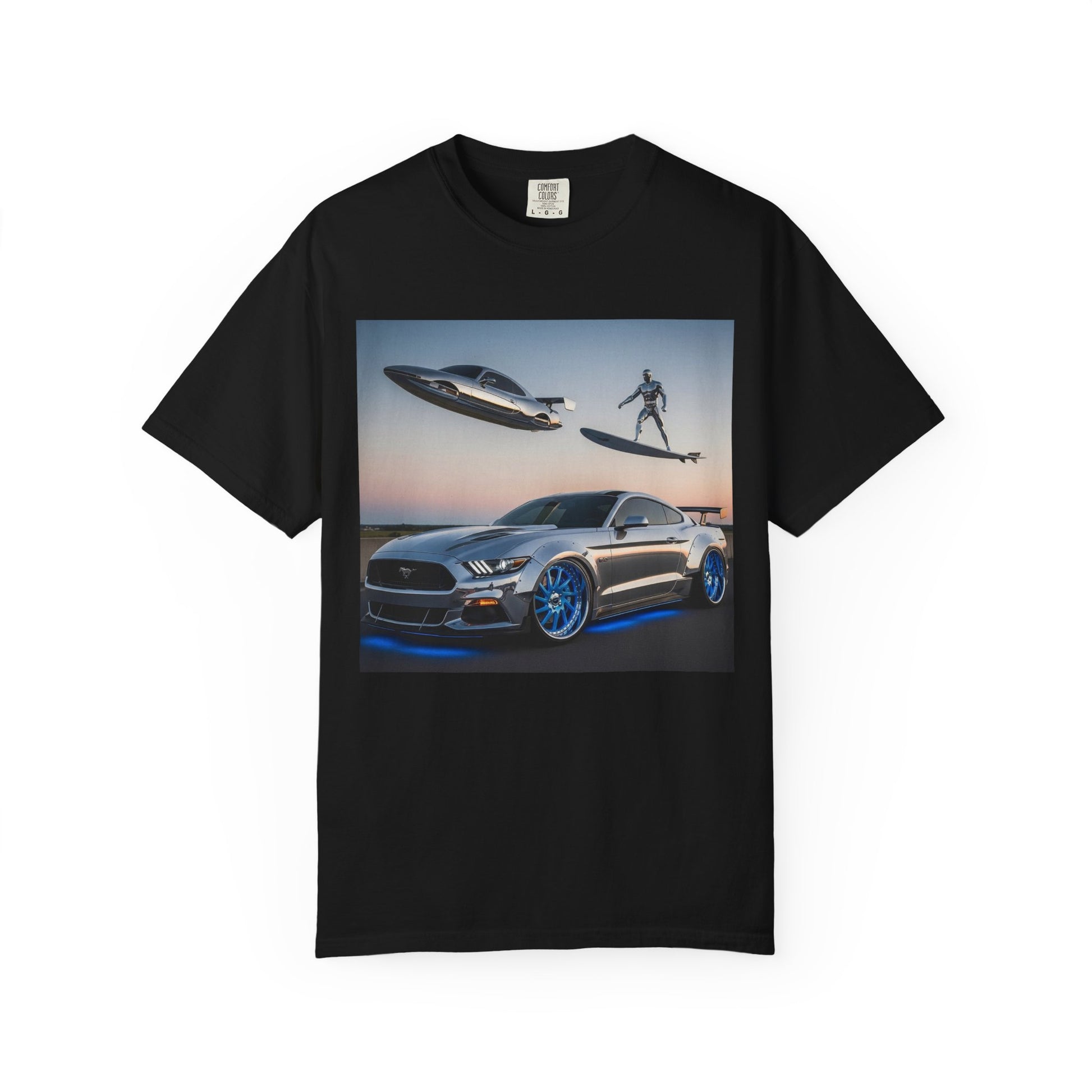 Sleek Car & Surfing T-Shirt, Cool Graphic Tee, Unisex Vintage T-Shirt, Automotive Lover Gift, Summer Fun Shirt
