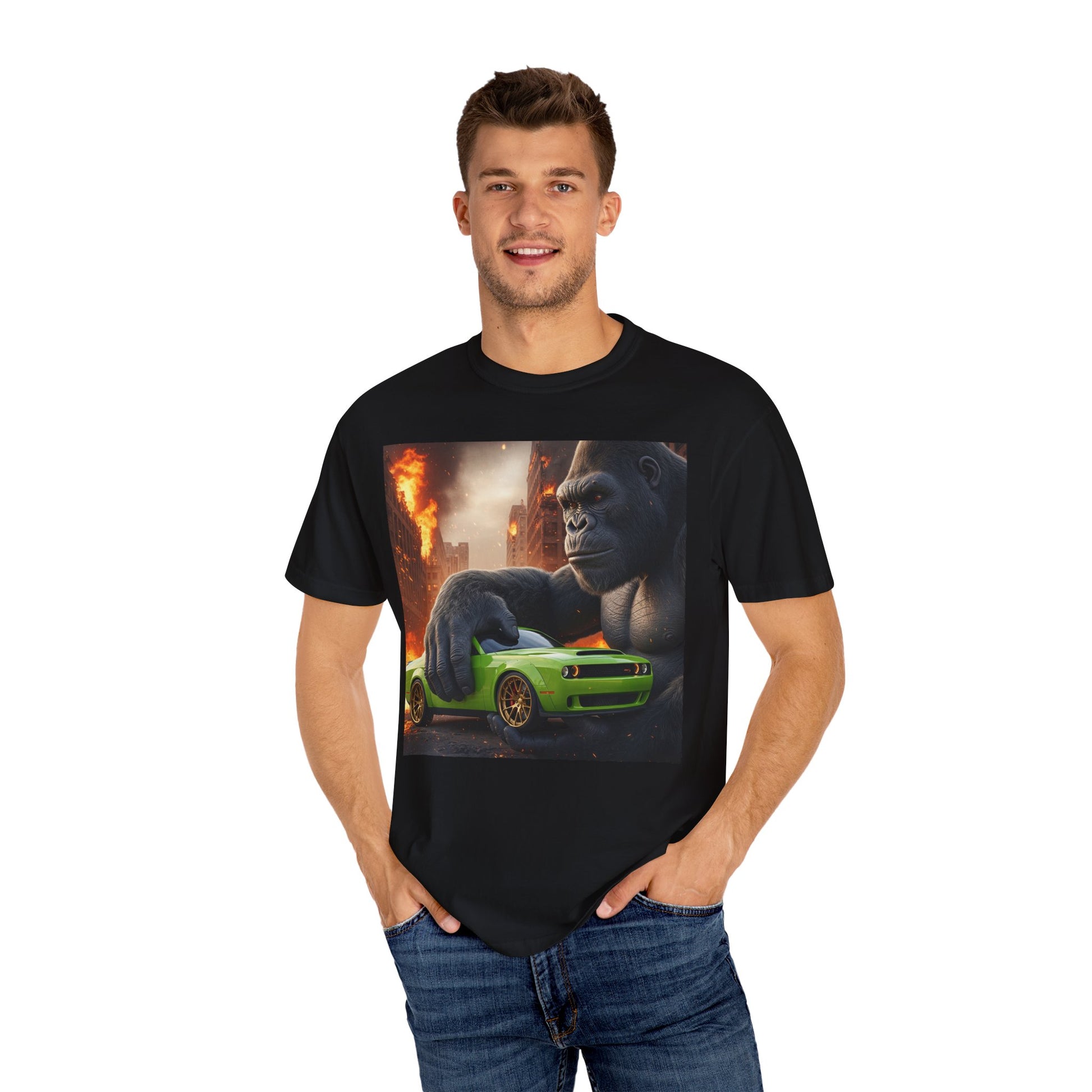 Epic Gorilla T-Shirt, Garment-Dyed Tee, Cartoon Car Lover Shirt, Gift for Movie Fans, Trendy Unisex Fashion