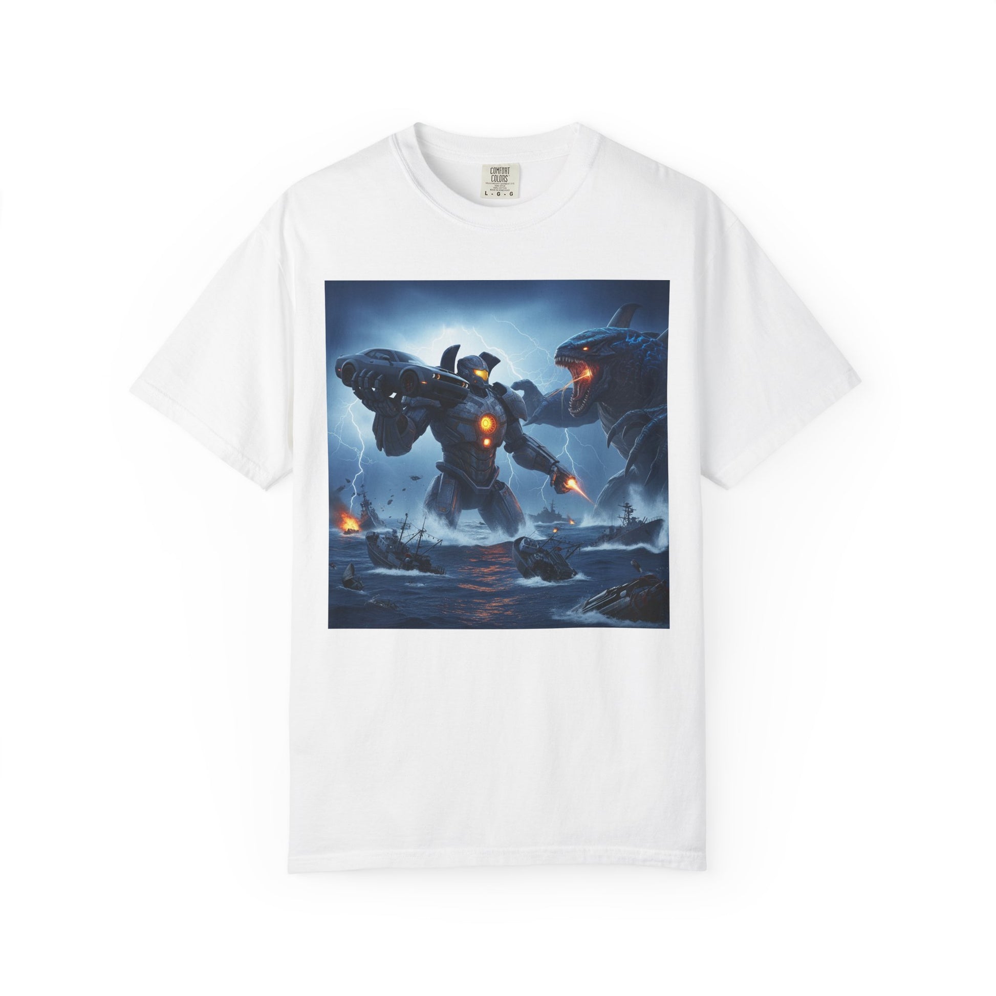 Epic Robot Battle Unisex T-shirt | Sci-Fi Art Tee, Gift for Gamers, Unique Vintage Vibe, Casual Everyday Wear, Perfect for Conventions