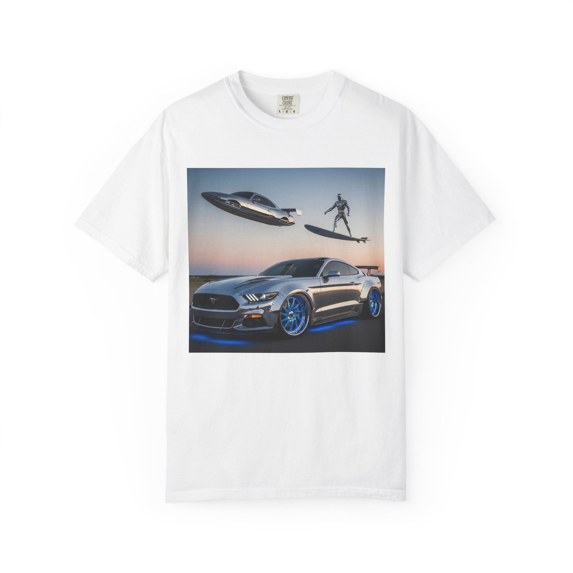 Sleek Car & Surfing T-Shirt, Cool Graphic Tee, Unisex Vintage T-Shirt, Automotive Lover Gift, Summer Fun Shirt