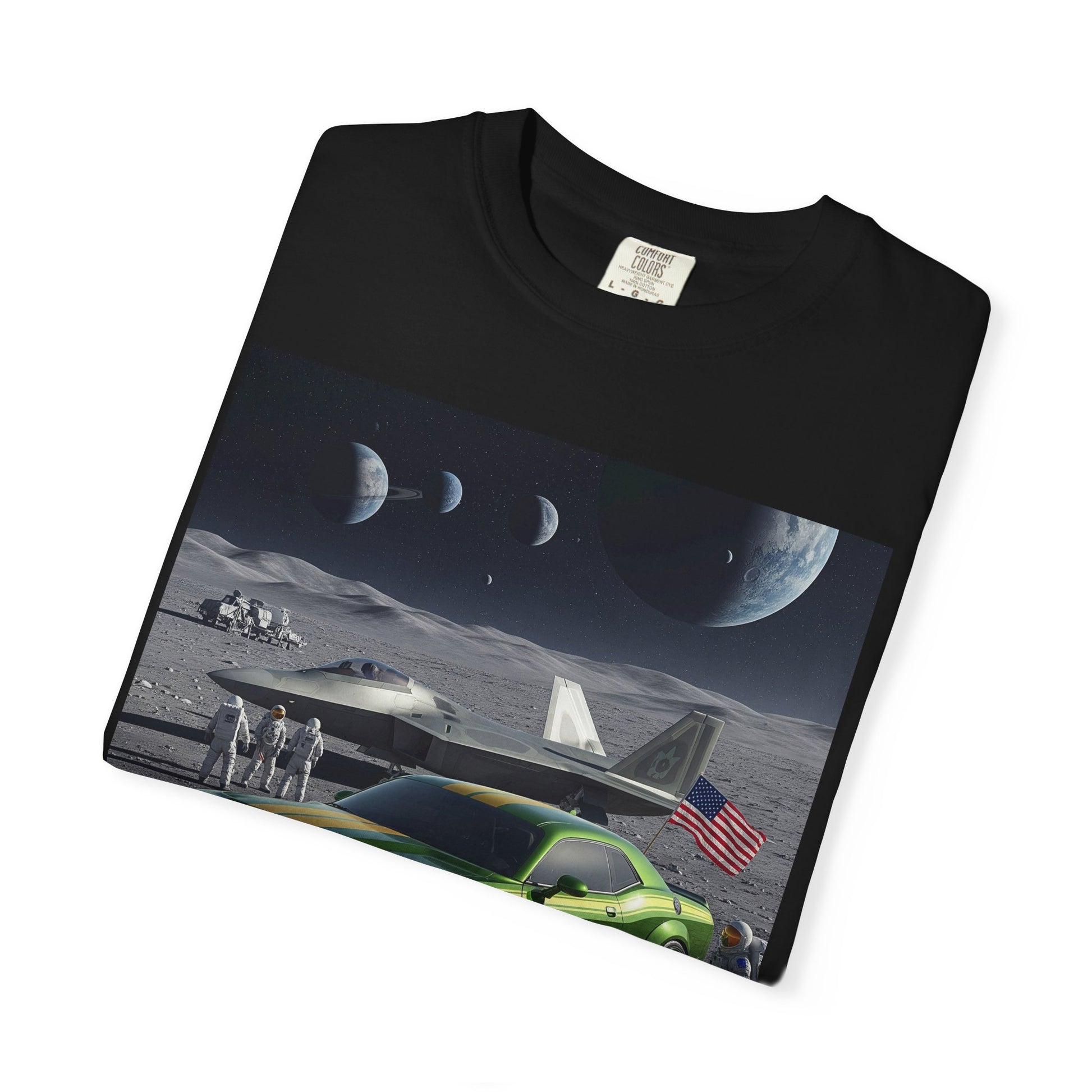 Moonlit Muscle Car T-Shirt | Space-themed Tee for Car Lovers, Unique Gift for Birthdays, Retro Style, Unisex Tee