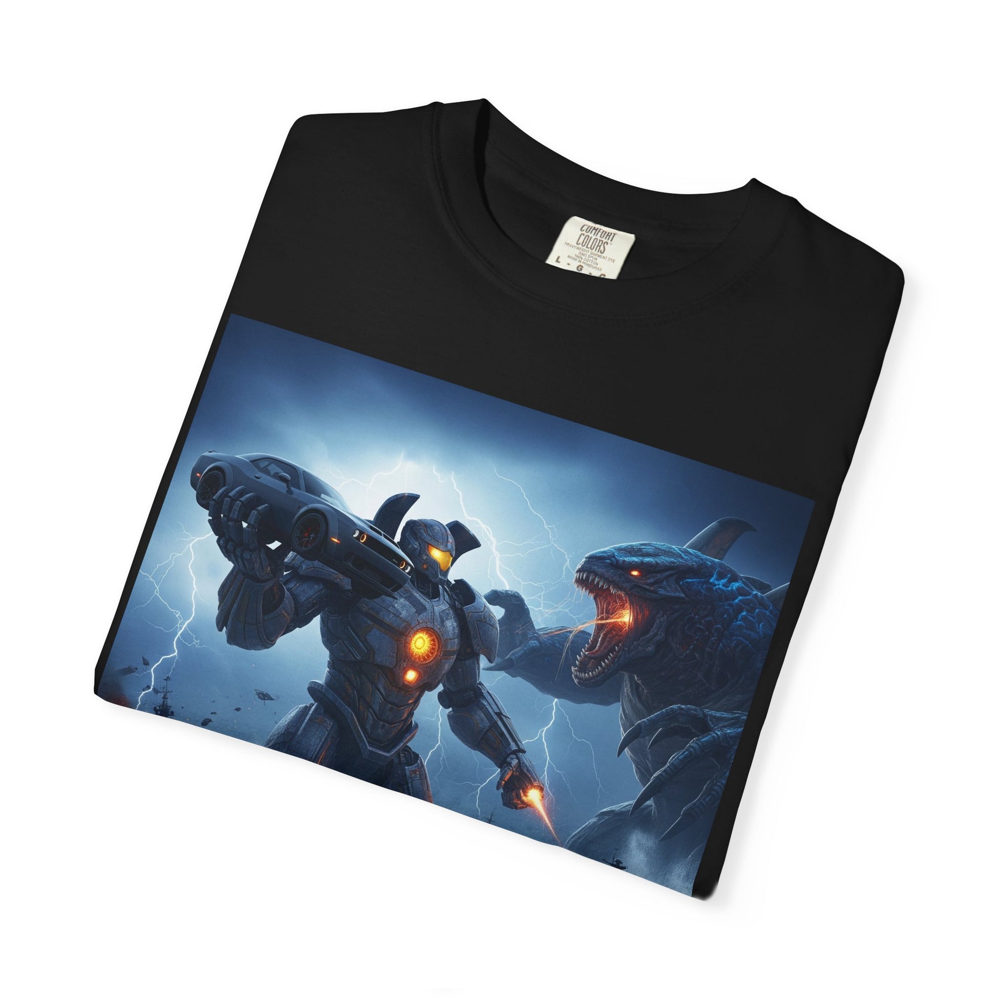 Epic Robot Battle Unisex T-shirt | Sci-Fi Art Tee, Gift for Gamers, Unique Vintage Vibe, Casual Everyday Wear, Perfect for Conventions