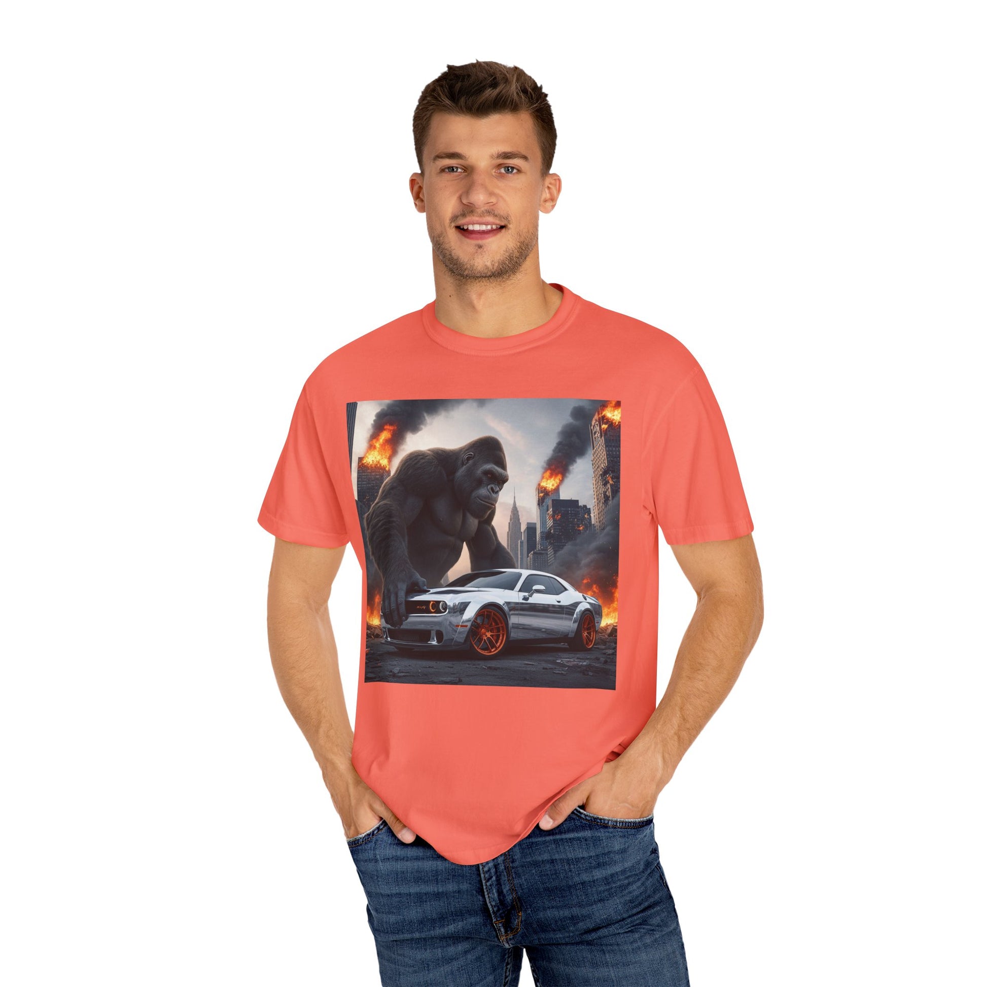 Epic Gorilla & Muscle Car Graphic Tee, Unisex T-Shirt, Casual Style, Streetwear Fashion, Gift for Car Lovers