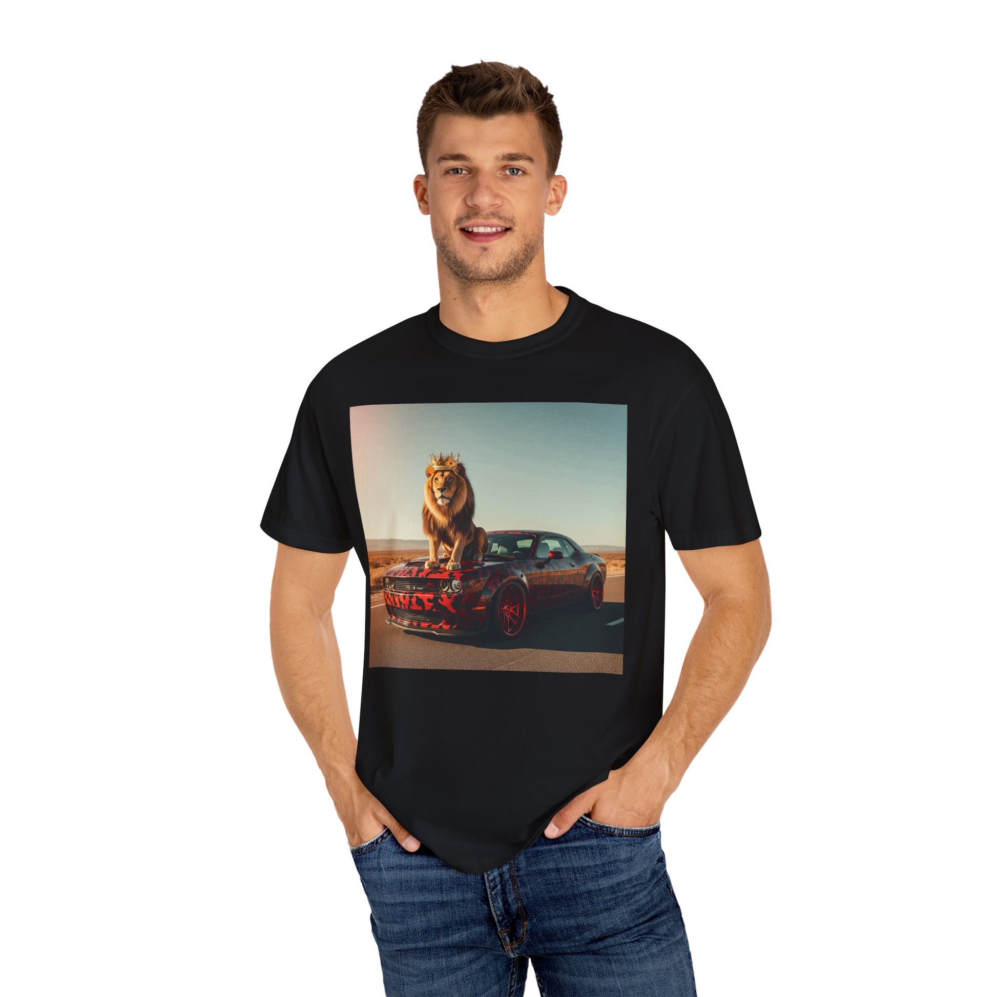 Fierce Lion Graphic Tee, Vintage Car T-shirt, Animal Lover Gift, Unisex Fashion Shirt, Cool Casual Wear, Unique Statement Top