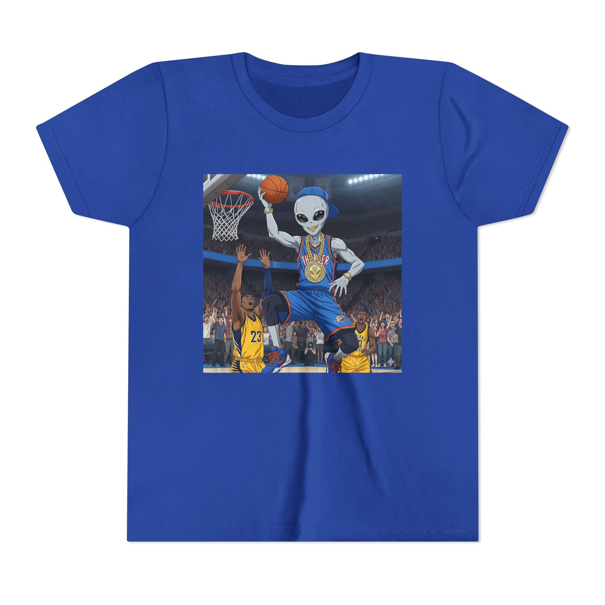 Youth Basketball Alien Tee, Fun Kid's T-Shirt, Cute Gift for Sports Lovers, Birthday Party Attire, Trendy Graphic Tee