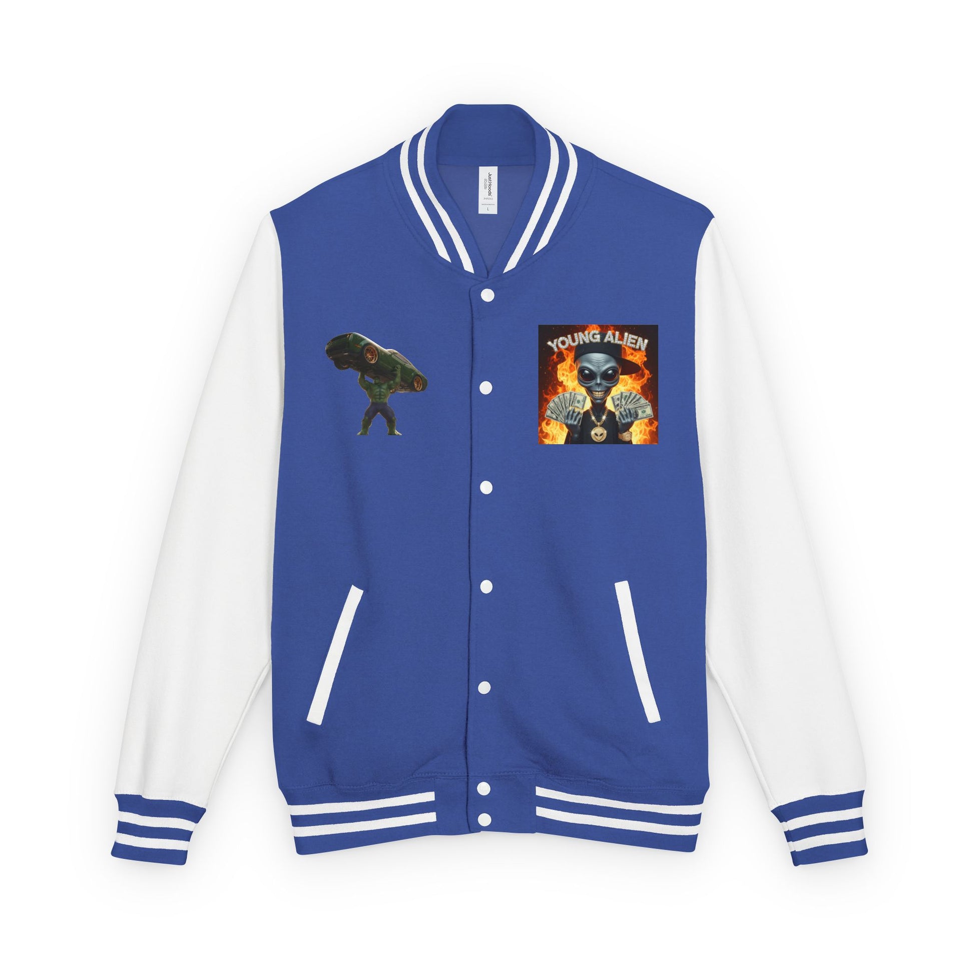 Youthful Alien Vibes Letterman Jacket, Retro Style Unisex Jacket, Trendy Outerwear, Casual Streetwear, Unique Gift for Teenagers