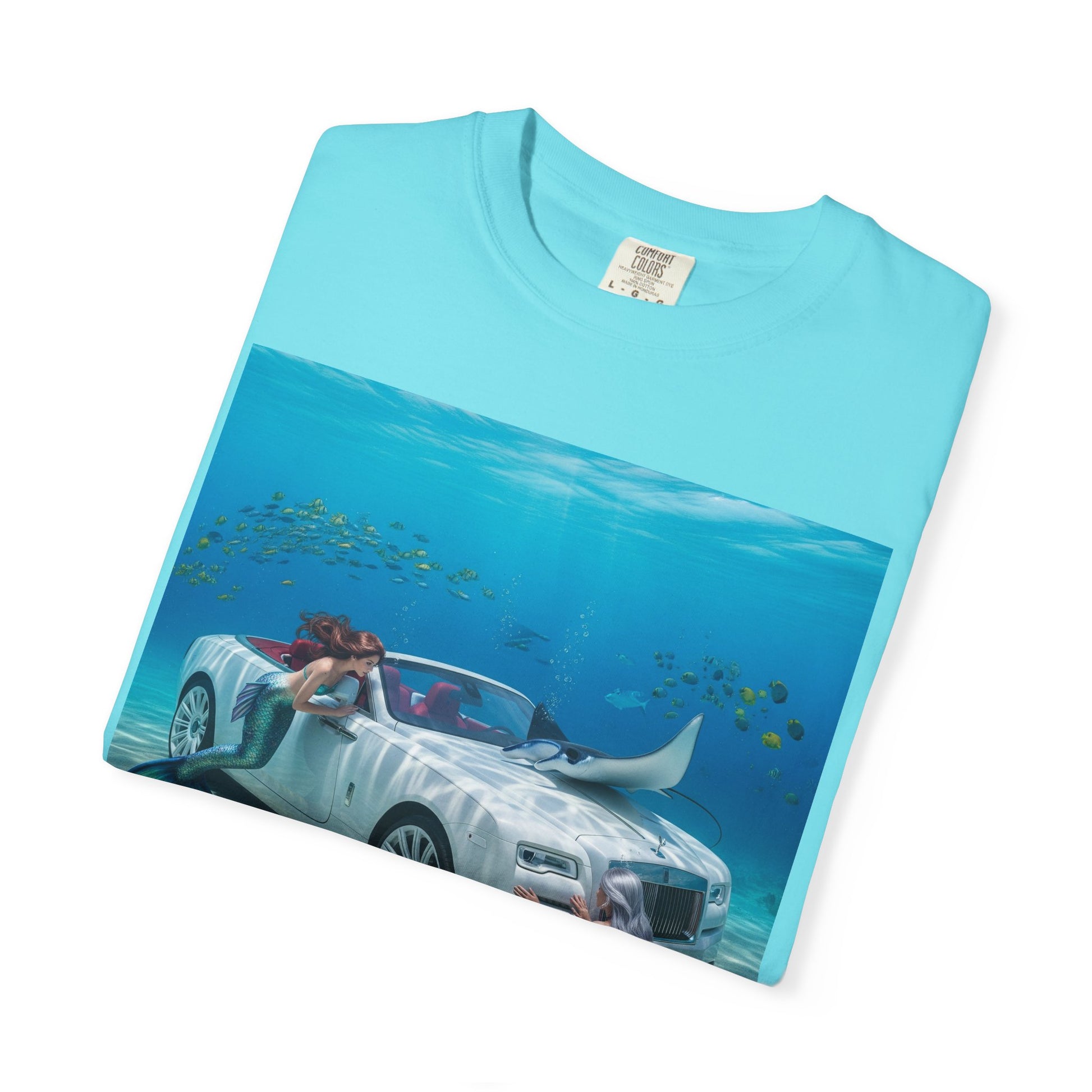 Underwater Mermaid Scene T-shirt, Ocean Art Tee, Summer Casual Wear, Beach Lover Gift, Unique Graphic Shirt