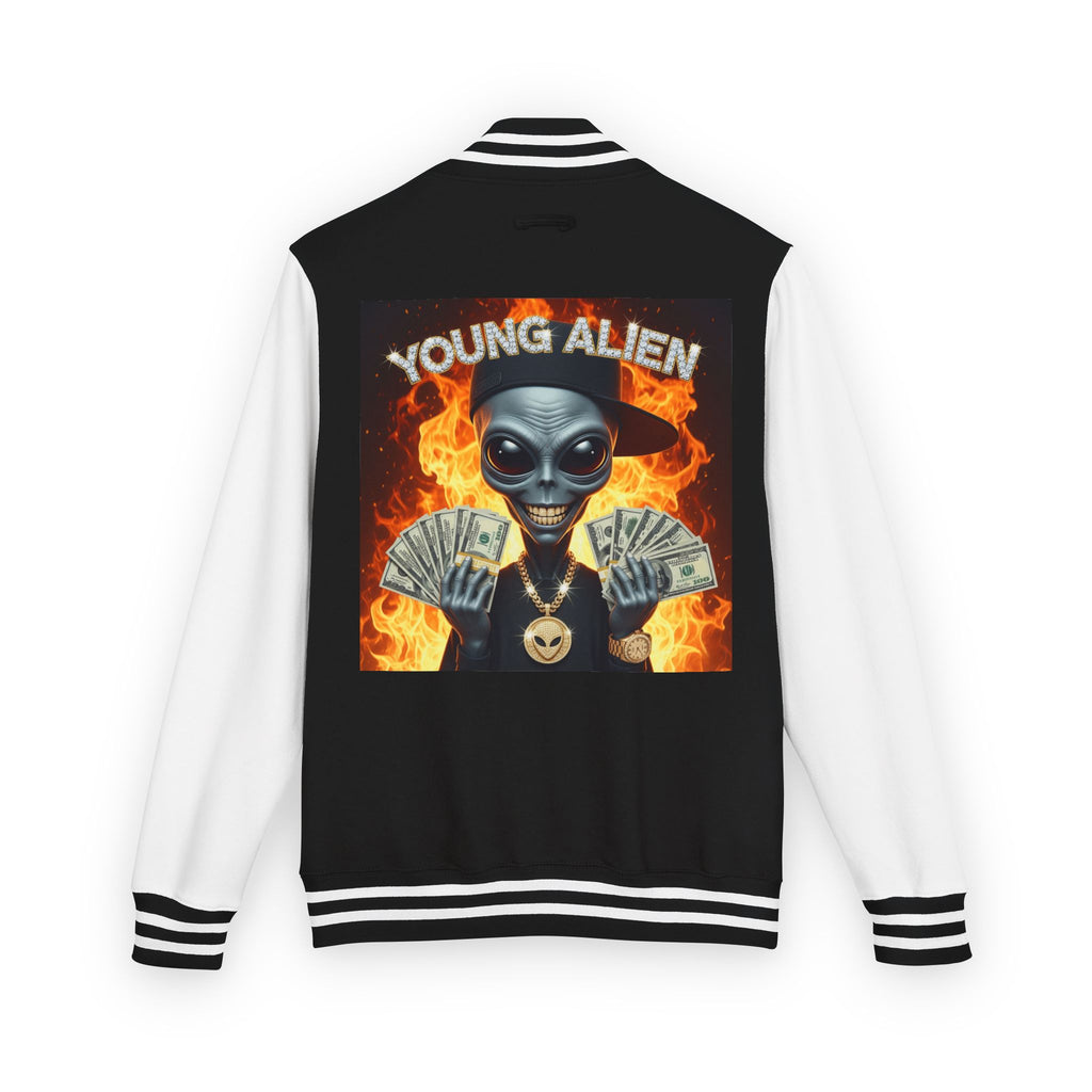 Youthful Alien Vibes Letterman Jacket, Retro Style Unisex Jacket, Trendy Outerwear, Casual Streetwear, Unique Gift for Teenagers