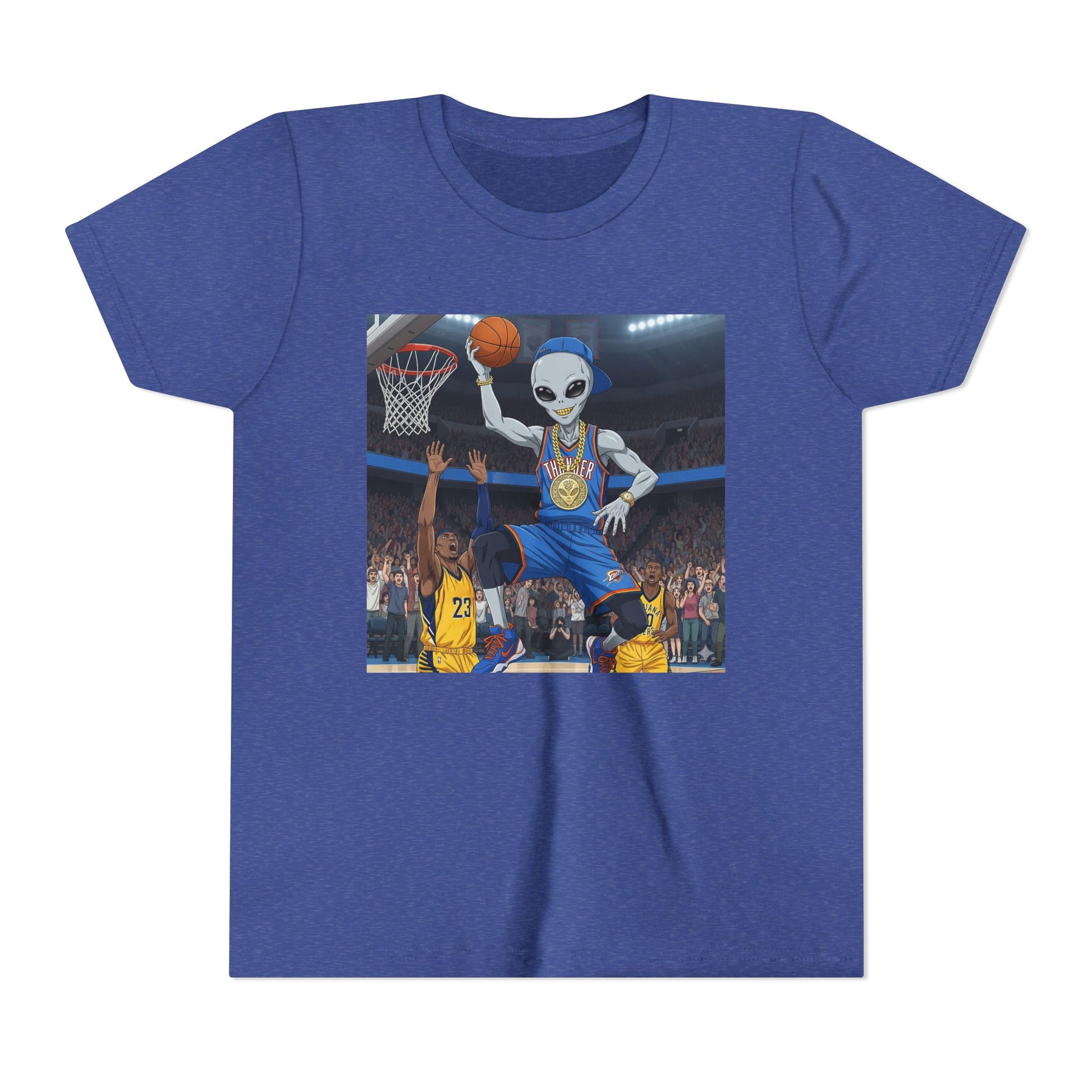 Youth Basketball Alien Tee, Fun Kid's T-Shirt, Cute Gift for Sports Lovers, Birthday Party Attire, Trendy Graphic Tee