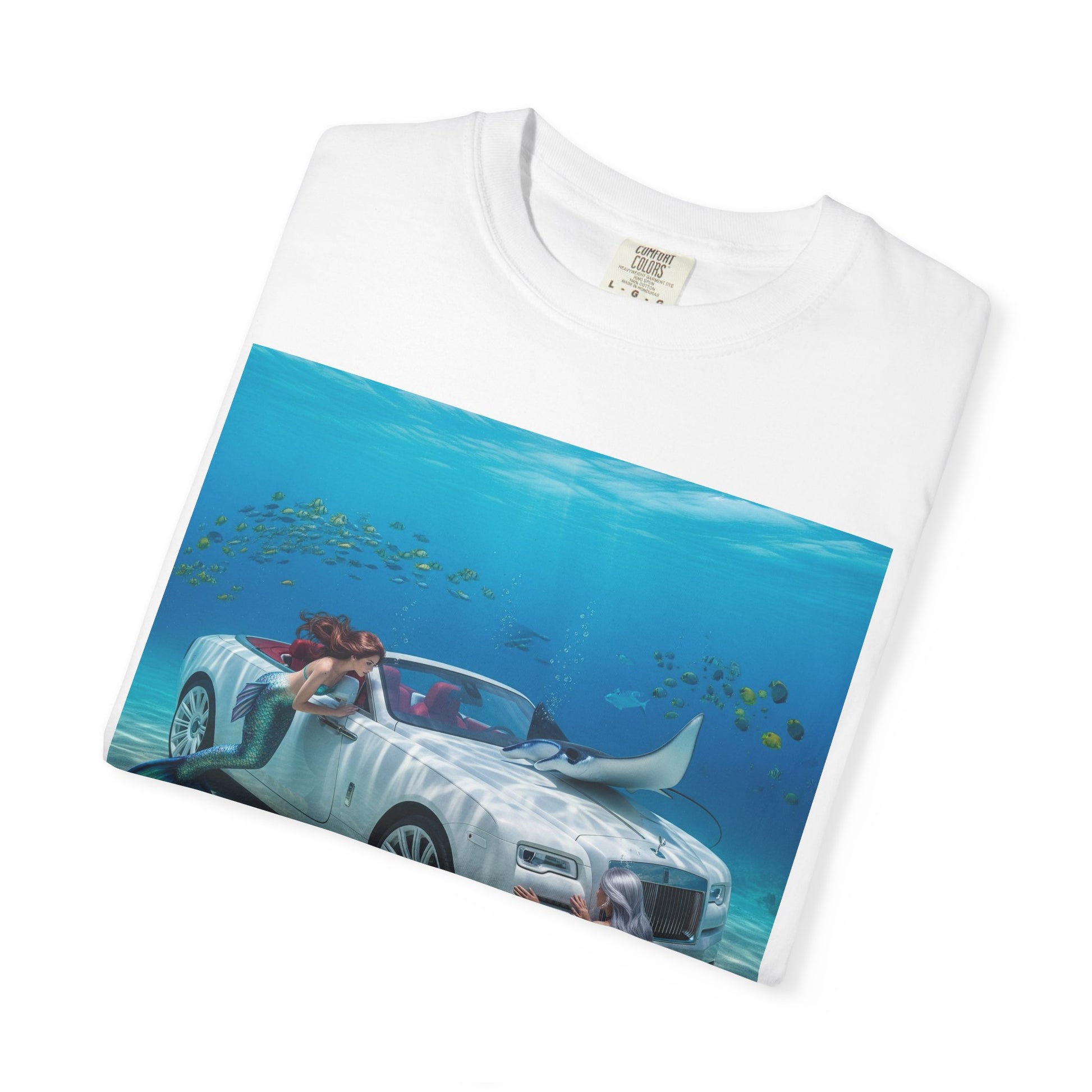 Underwater Mermaid Scene T-shirt, Ocean Art Tee, Summer Casual Wear, Beach Lover Gift, Unique Graphic Shirt