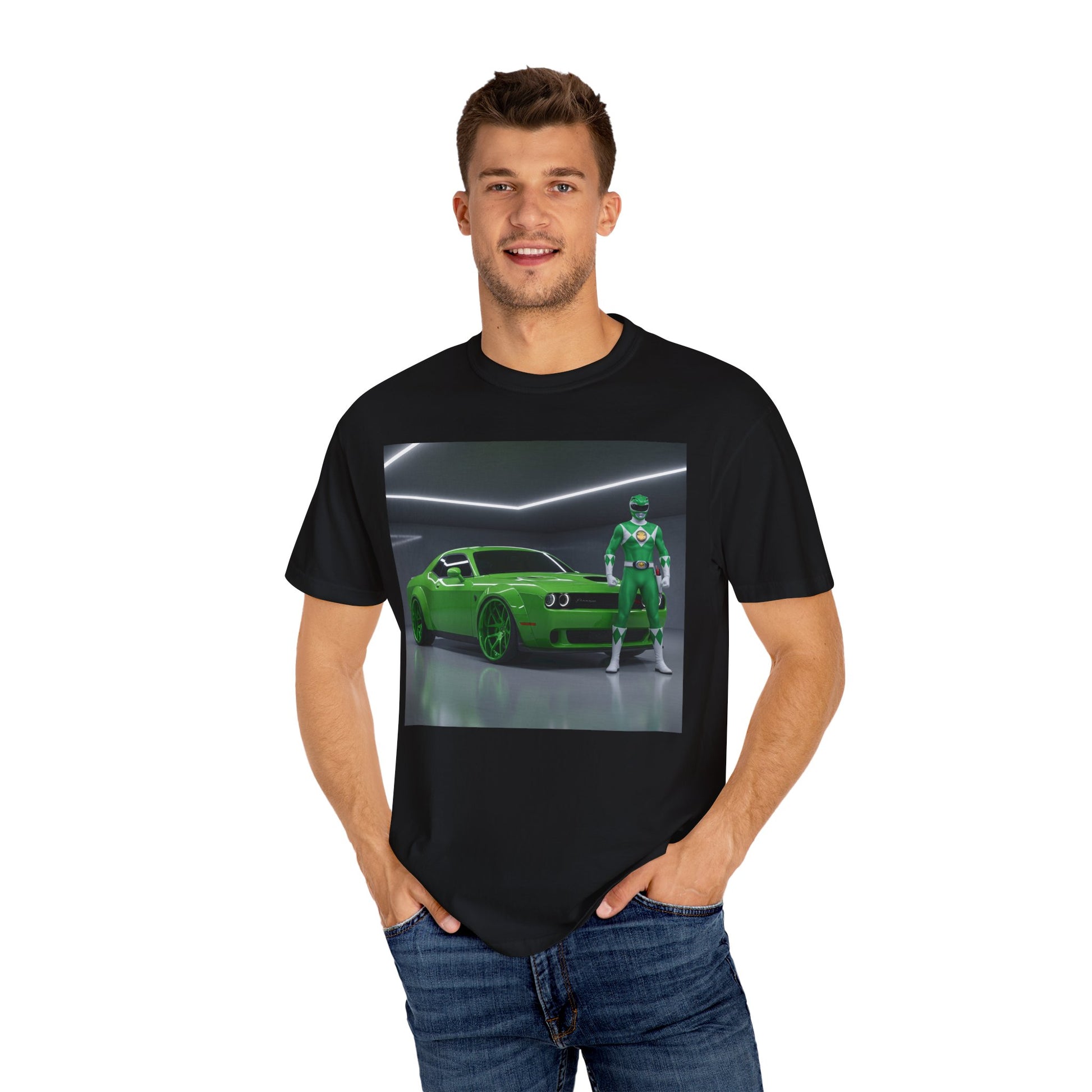 Green Power T-Shirt | Unisex Garment-Dyed Tee for Car Lovers, Fan Gear, Eco-Friendly Style, Birthday Gift, Movie-Themed Apparel