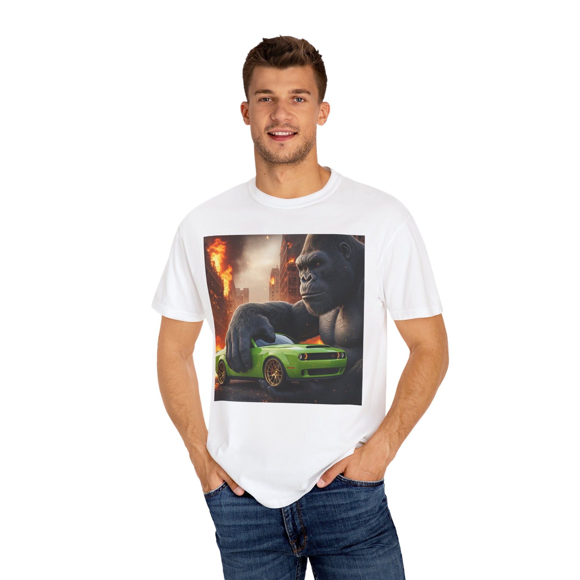 Epic Gorilla T-Shirt, Garment-Dyed Tee, Cartoon Car Lover Shirt, Gift for Movie Fans, Trendy Unisex Fashion