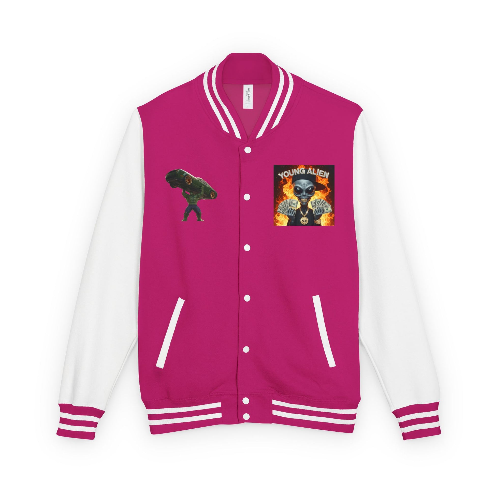 Youthful Alien Vibes Letterman Jacket, Retro Style Unisex Jacket, Trendy Outerwear, Casual Streetwear, Unique Gift for Teenagers