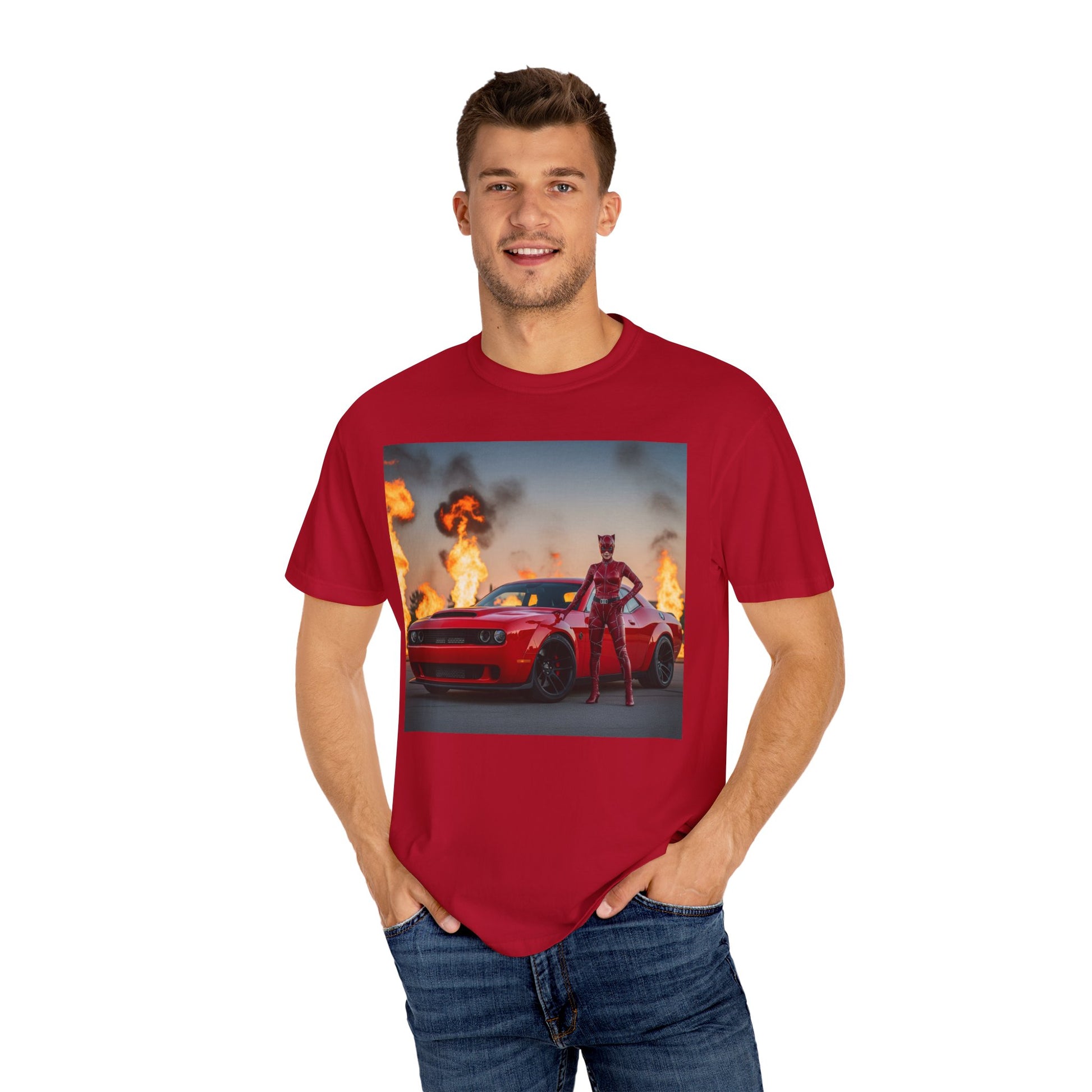 Fiery Challenger T-Shirt | Unisex Graphic Tee, Car Lover Gift, Cool T-Shirt, Vintage Style, Casual Wear