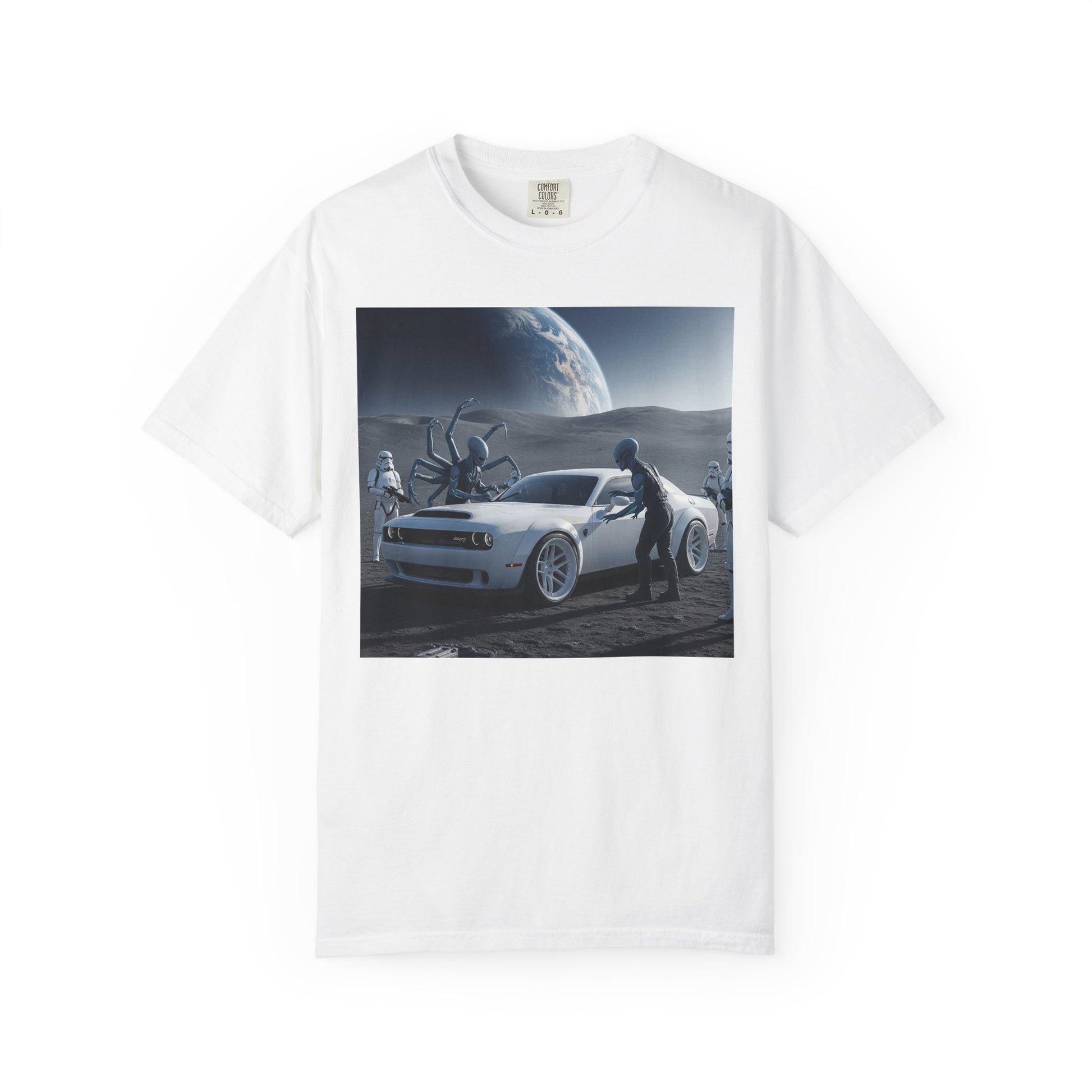 Cosmic Adventure Unisex T-Shirt | Trendy Graphic Tee | Space Car Design | Perfect for Sci-Fi Fans, Casual Outfits, Gift Ideas