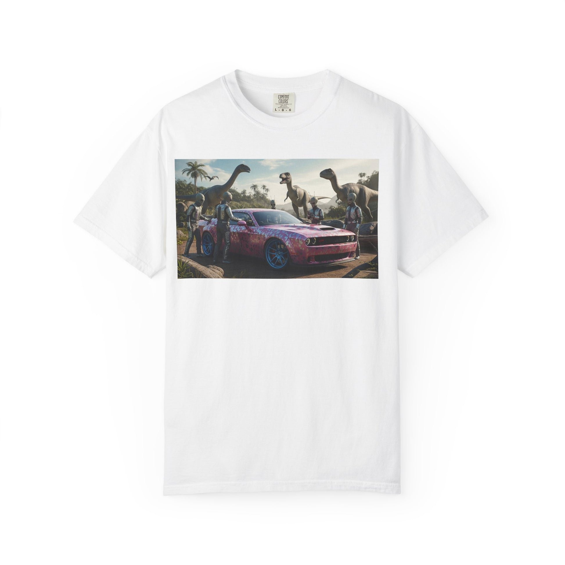 Dinosaur Adventure T-Shirt | Unisex Garment-Dyed Tee, Jurassic Theme, Car Lovers Gift, Fun Casual Wear, Unique Graphic Shirt