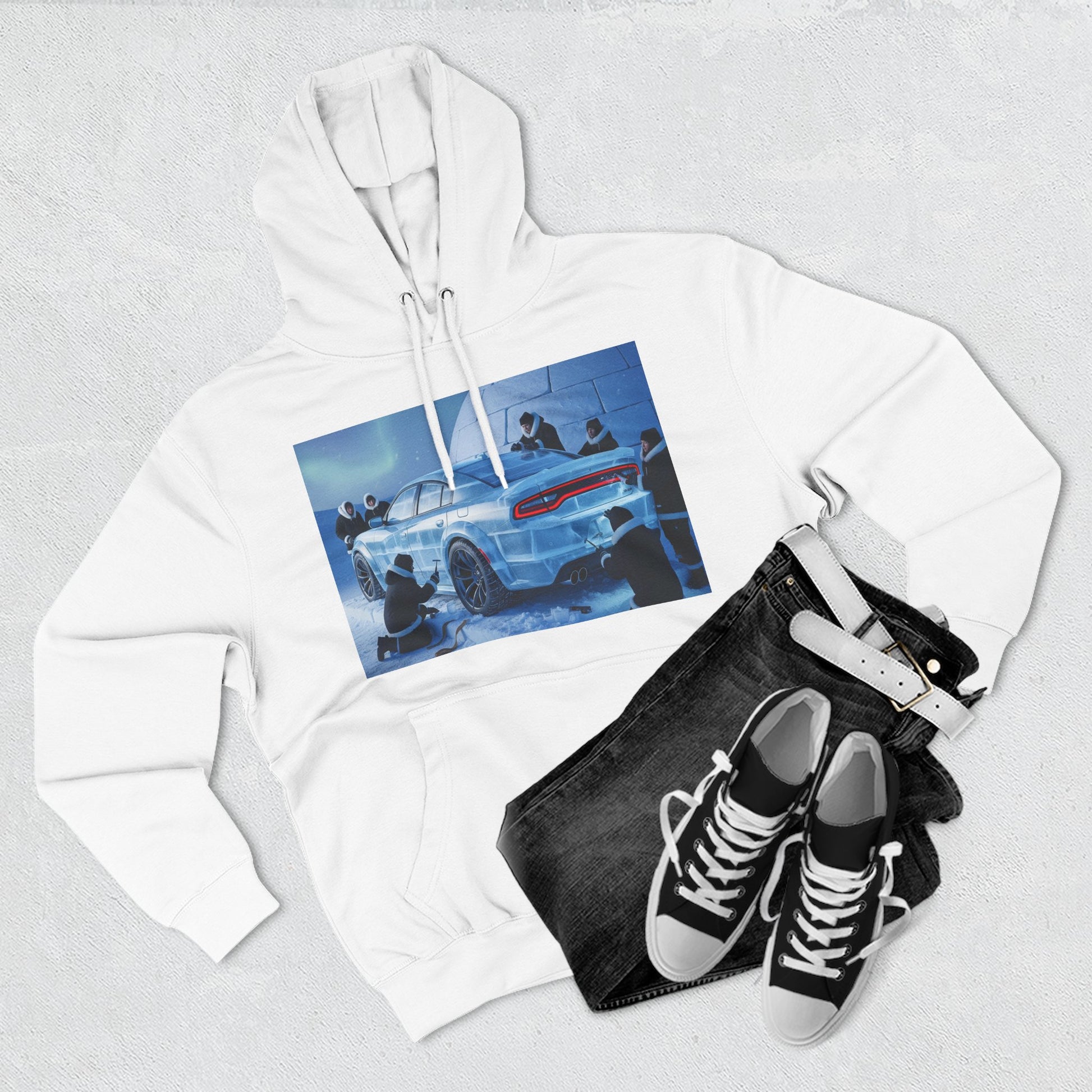 Cool Artwork Fleece Hoodie, Car Enthusiast Apparel, Streetwear Gift, Winter Fashion, Unique Graphic Hoodie