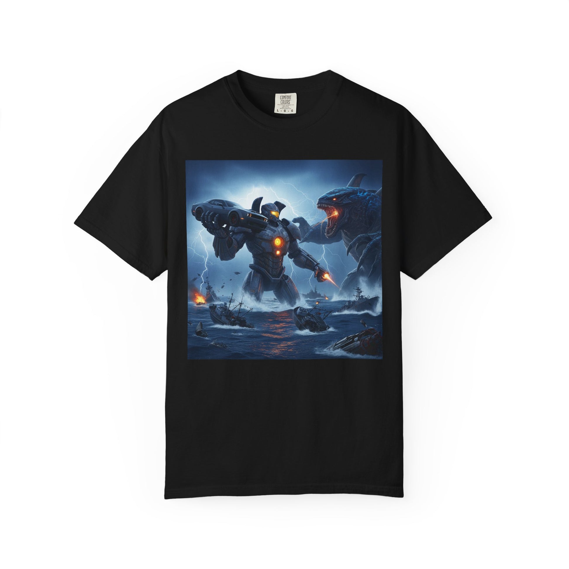 Epic Robot Battle Unisex T-shirt | Sci-Fi Art Tee, Gift for Gamers, Unique Vintage Vibe, Casual Everyday Wear, Perfect for Conventions
