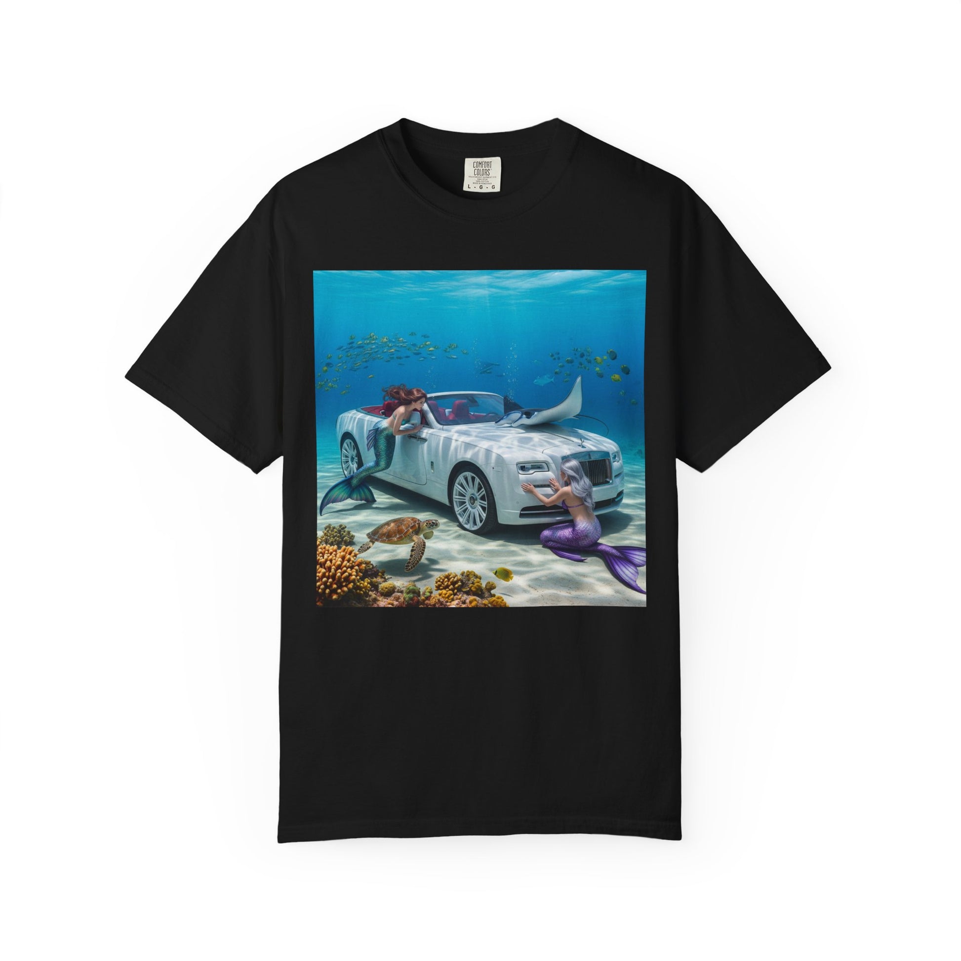 Underwater Mermaid Scene T-shirt, Ocean Art Tee, Summer Casual Wear, Beach Lover Gift, Unique Graphic Shirt