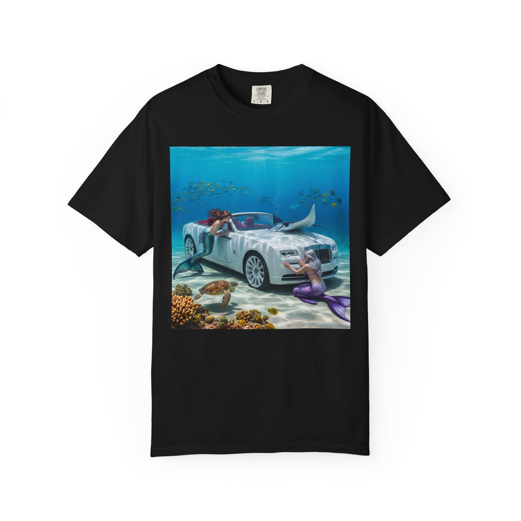 Underwater Mermaid Scene T-shirt, Ocean Art Tee, Summer Casual Wear, Beach Lover Gift, Unique Graphic Shirt