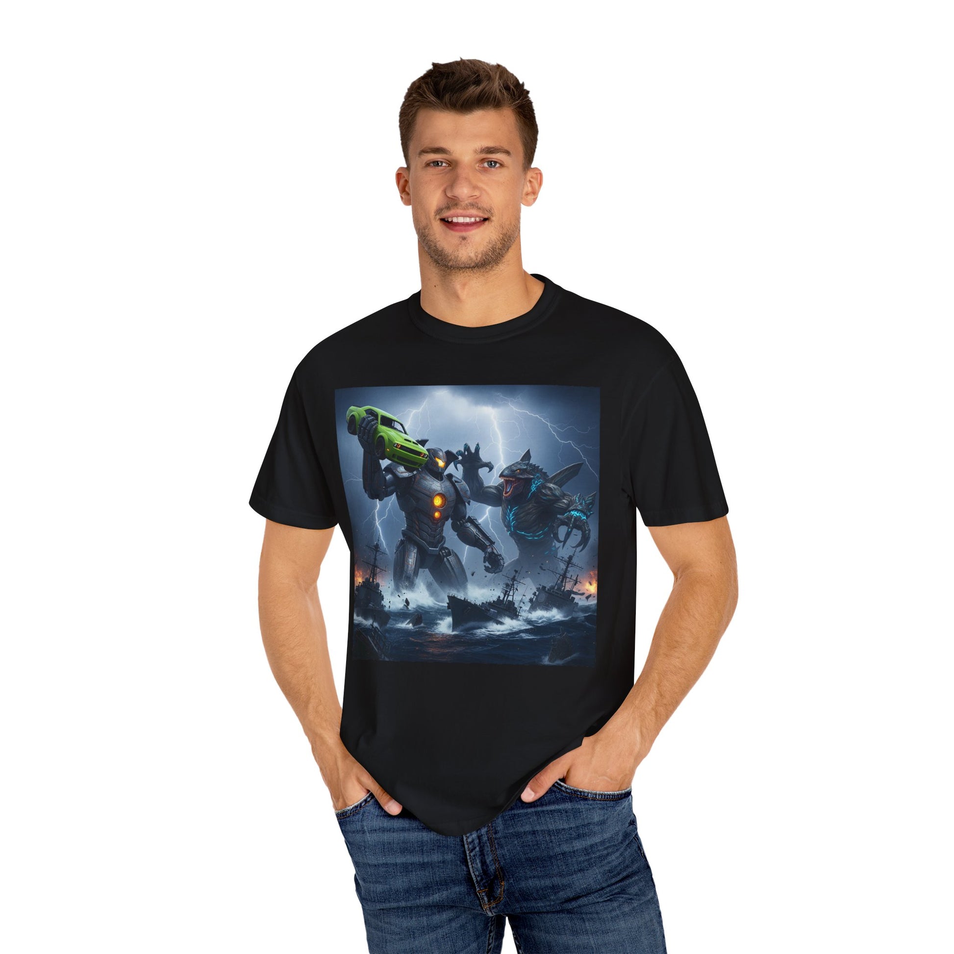 Robot Battle Graphic Tee, Unisex Shirt, Gamer Gift, Casual Wear, Geeky Apparel, Birthday Present, Unique Design