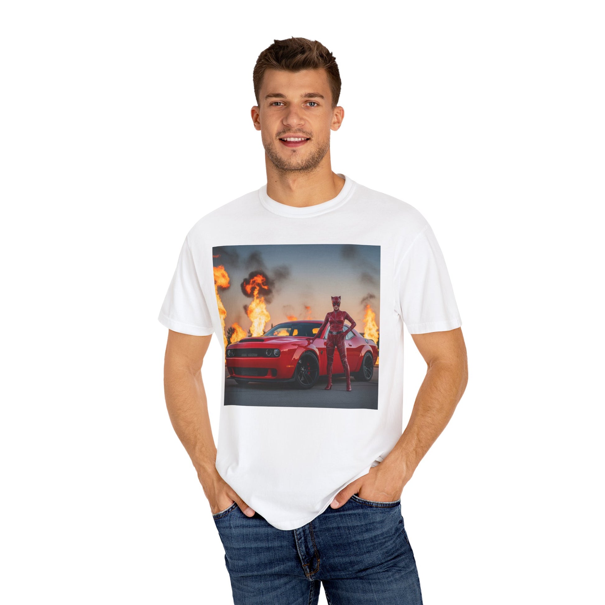 Fiery Challenger T-Shirt | Unisex Graphic Tee, Car Lover Gift, Cool T-Shirt, Vintage Style, Casual Wear