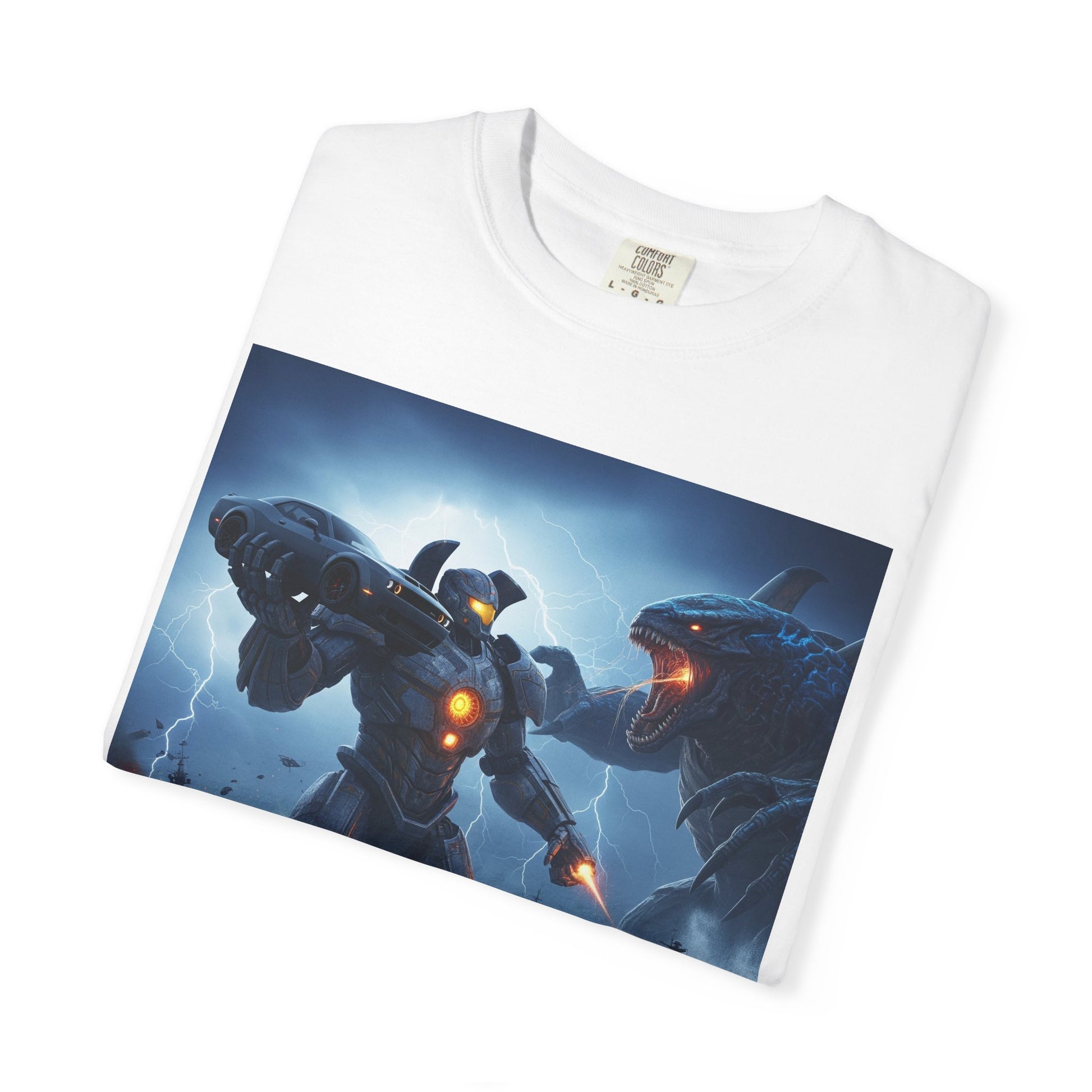 Epic Robot Battle Unisex T-shirt | Sci-Fi Art Tee, Gift for Gamers, Unique Vintage Vibe, Casual Everyday Wear, Perfect for Conventions