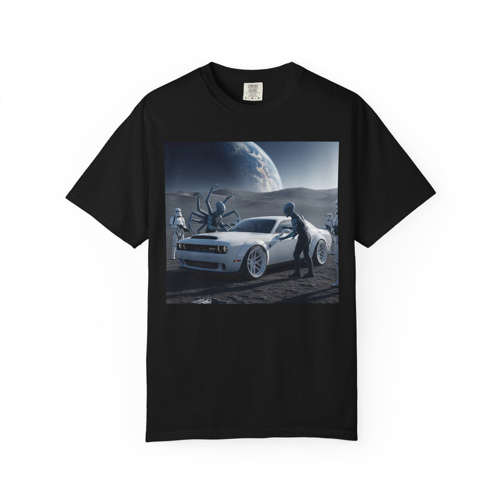 Cosmic Adventure Unisex T-Shirt | Trendy Graphic Tee | Space Car Design | Perfect for Sci-Fi Fans, Casual Outfits, Gift Ideas