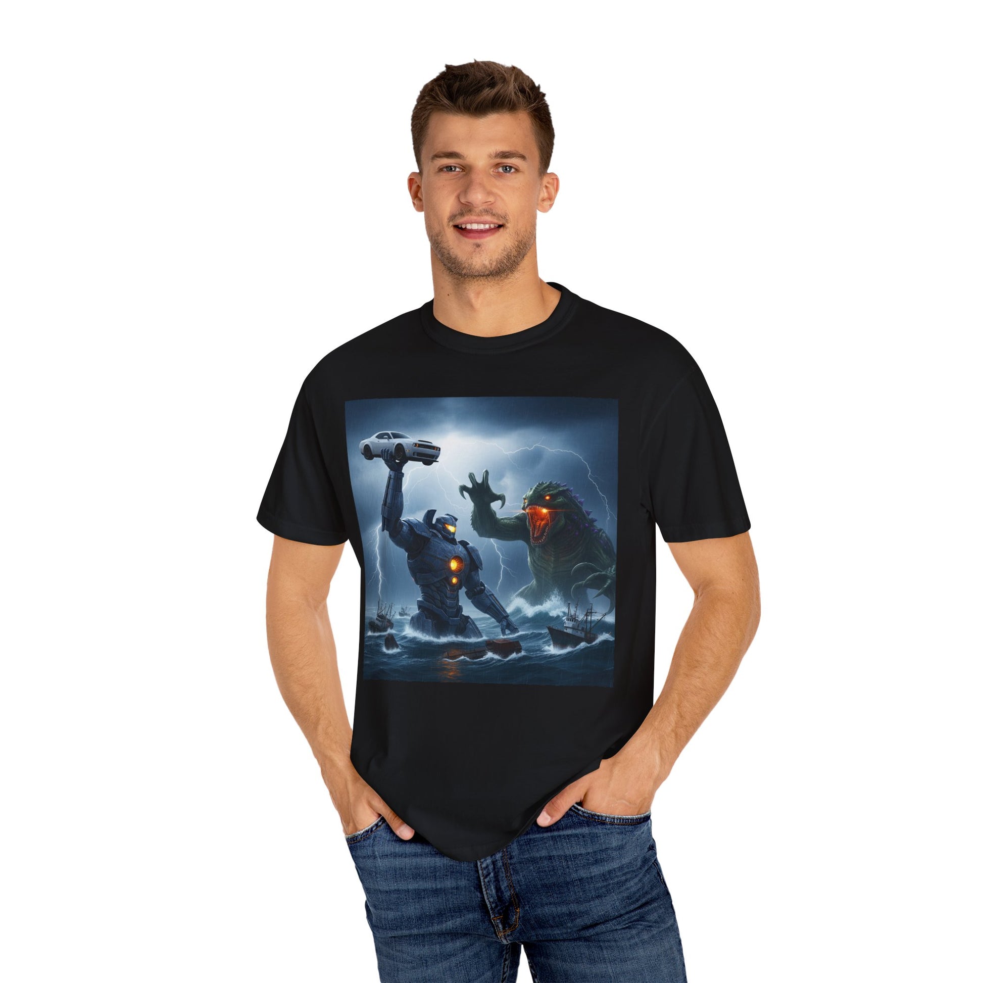 Epic Monster Showdown T-Shirt, Unisex Graphic Tee, Casual Wear, Gift for Gamers, Vintage Style, Perfect for Comic Con