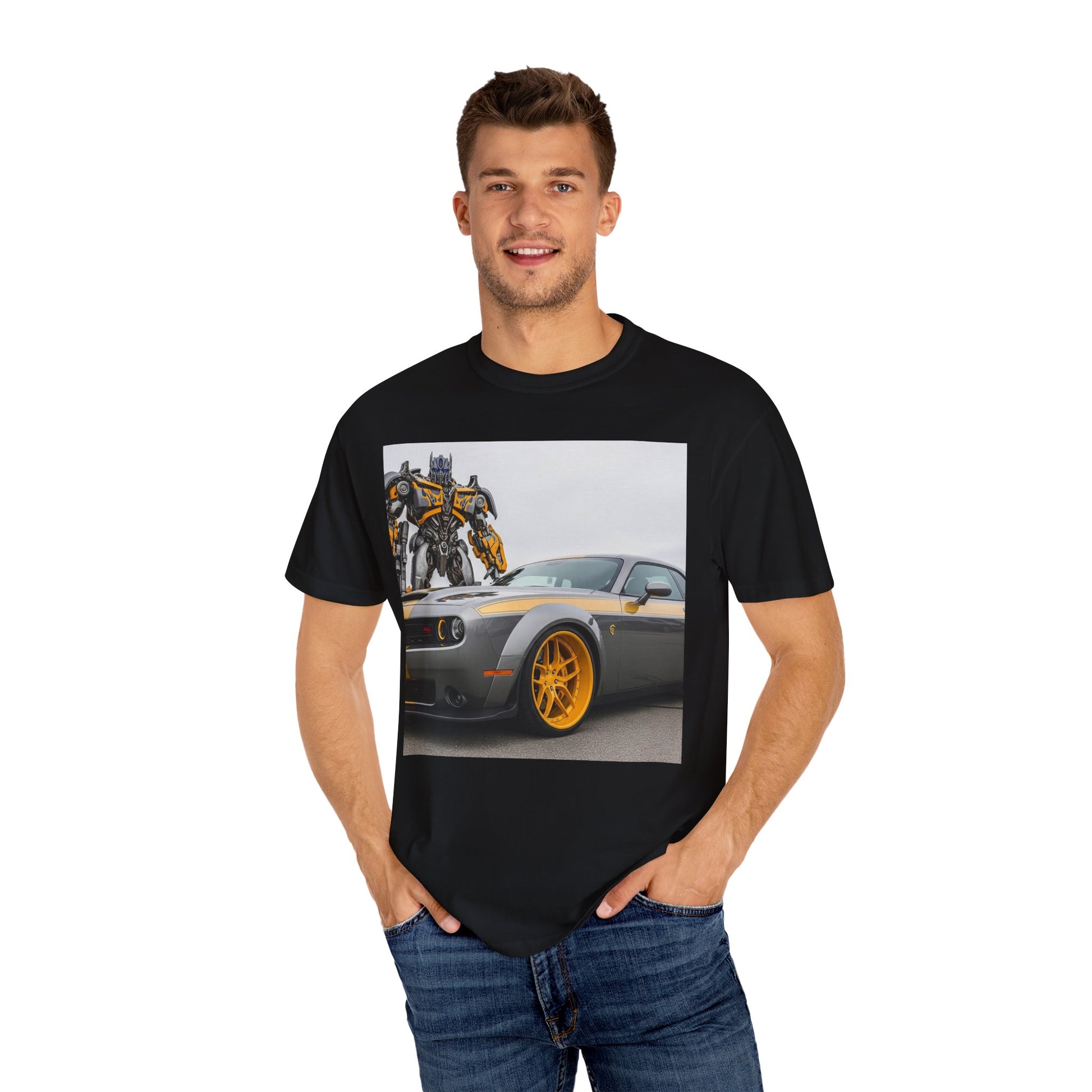 Transforming Car Tee, Unisex Graphic T-Shirt for Car Enthusiasts, Gift for Dad, Birthday Party, Automotive Style, Casual Wear