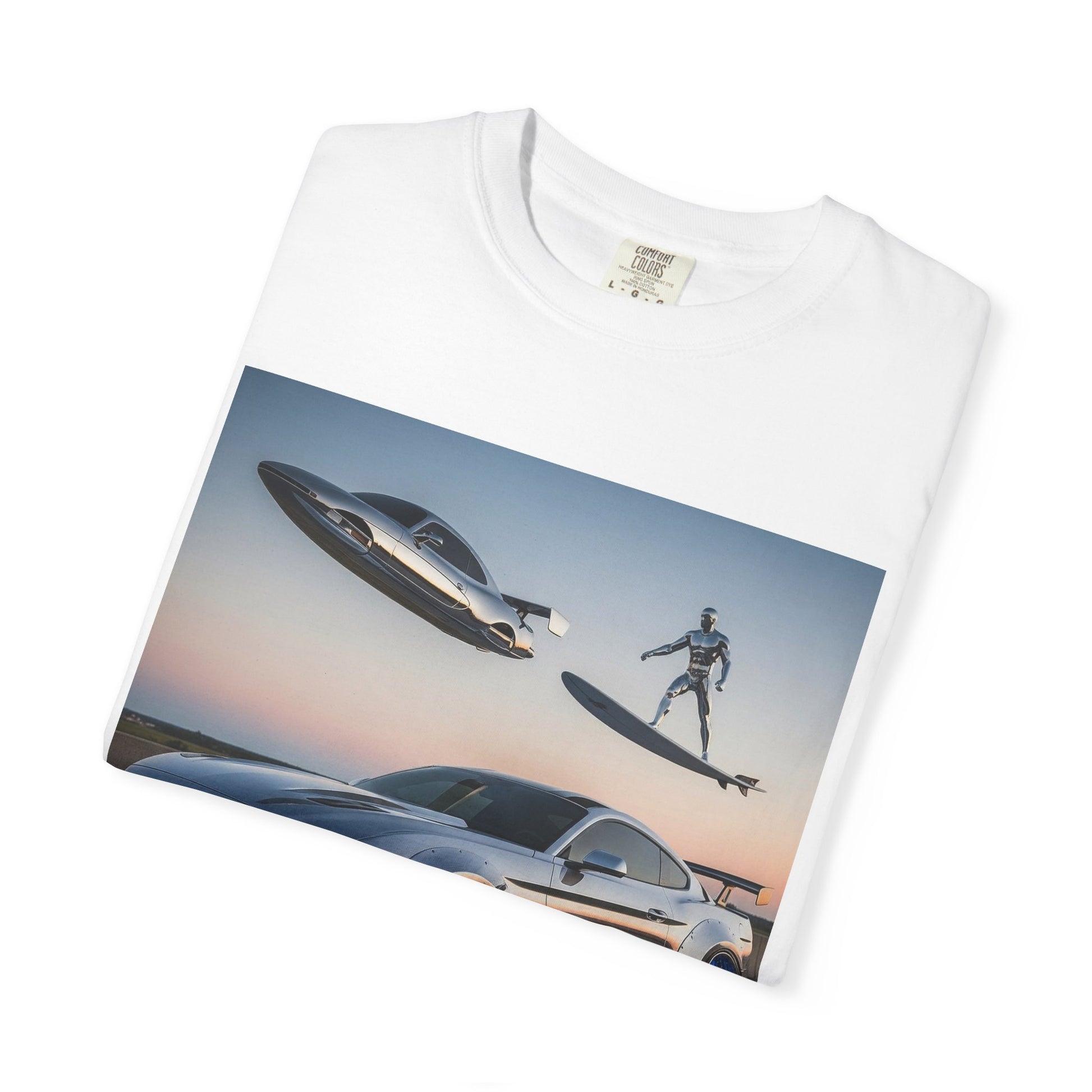 Sleek Car & Surfing T-Shirt, Cool Graphic Tee, Unisex Vintage T-Shirt, Automotive Lover Gift, Summer Fun Shirt