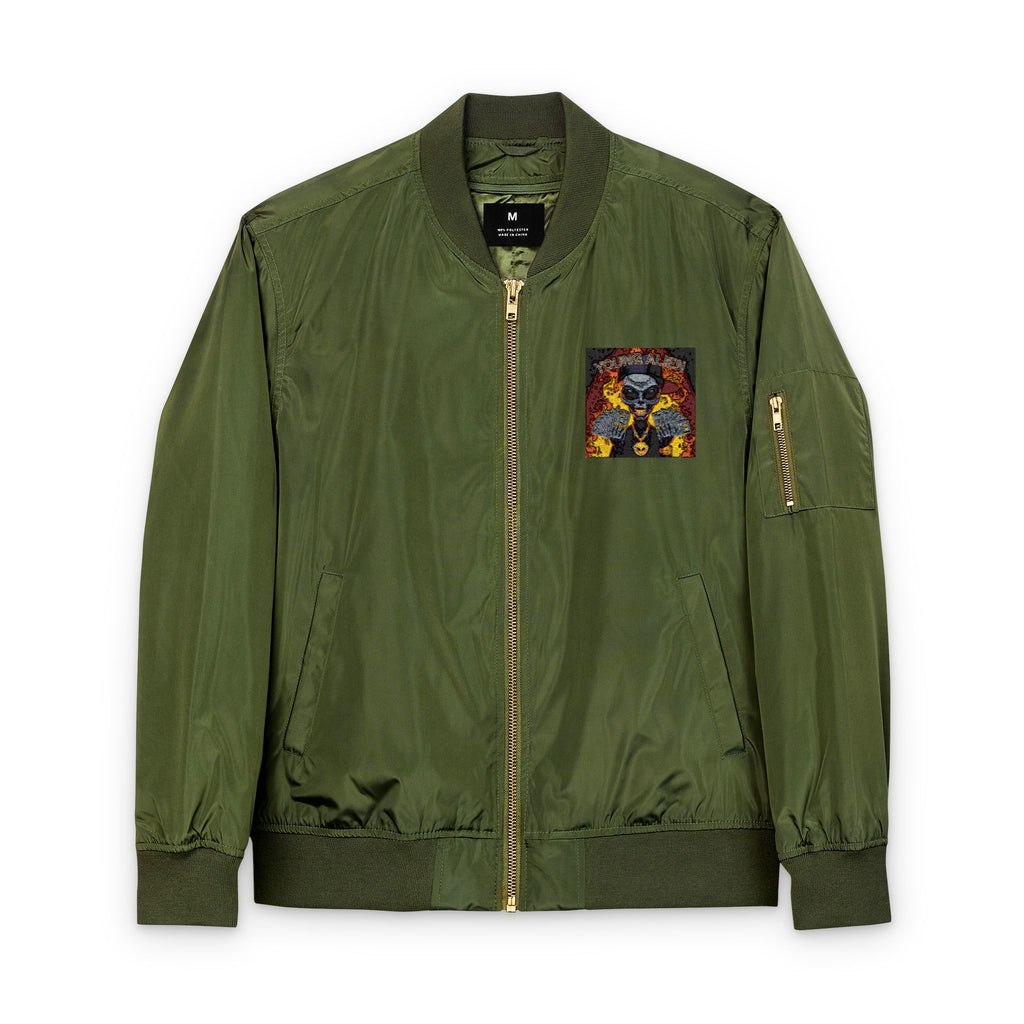 Eco-Friendly Embroidered Bomber Jacket, Stylish Outerwear, Streetwear Fashion, Unique Gift for Him, Recycled Material Jacket